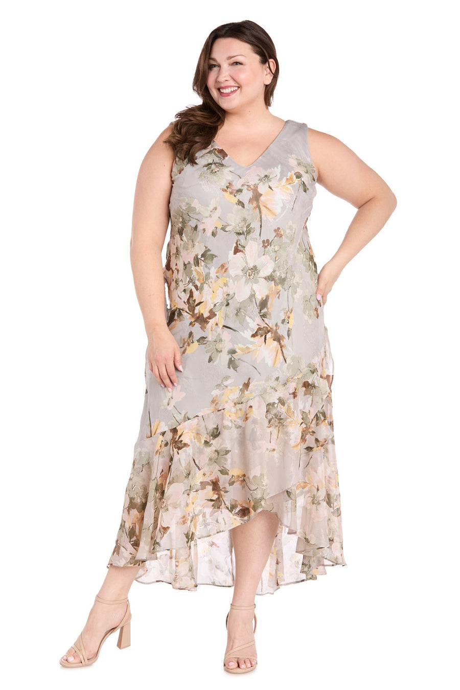 Plus Size Dresses Plus Size Mother of the Bride Printed High Low Dress Celadon