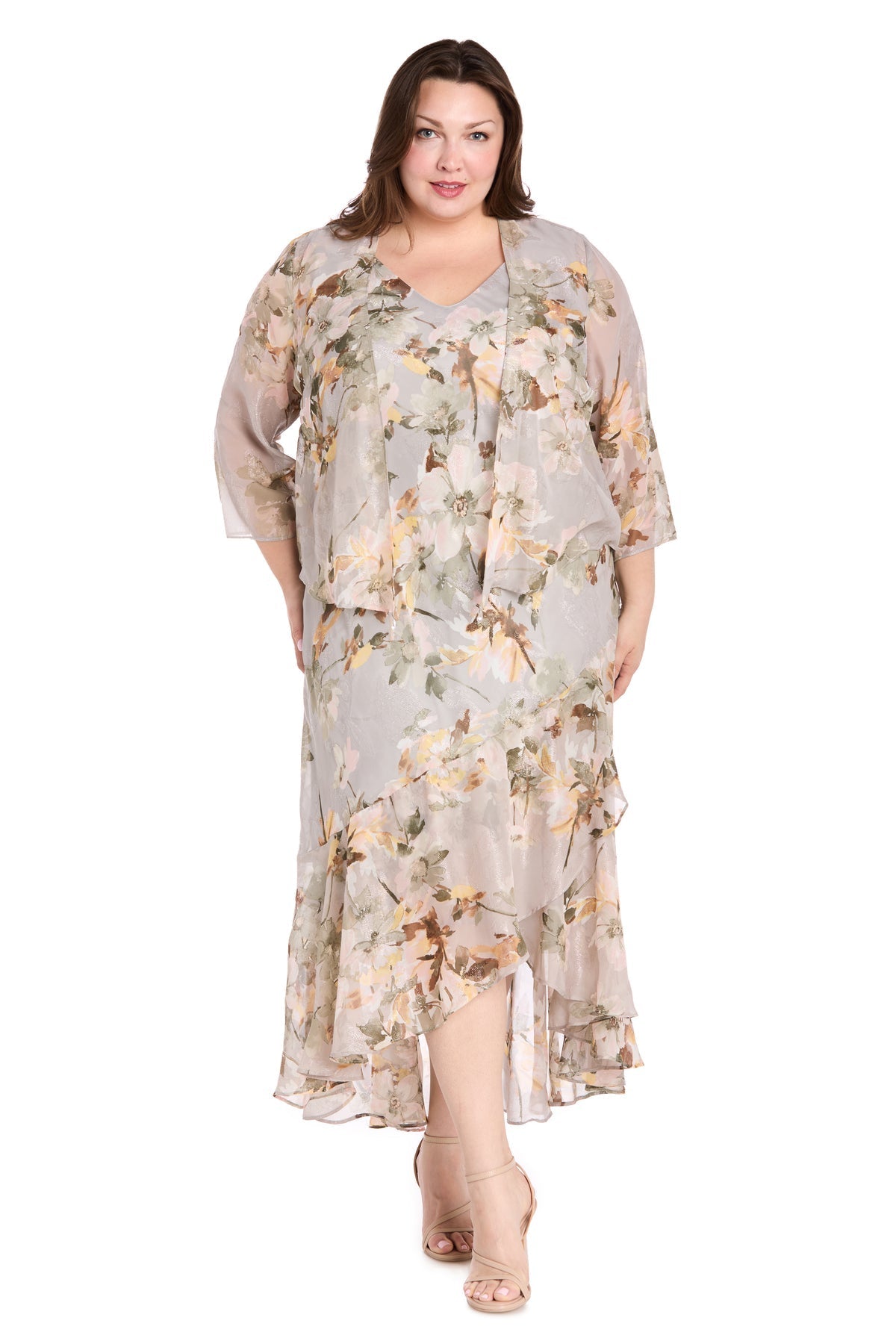 Plus Size Dresses Plus Size Mother of the Bride Printed High Low Dress Celadon
