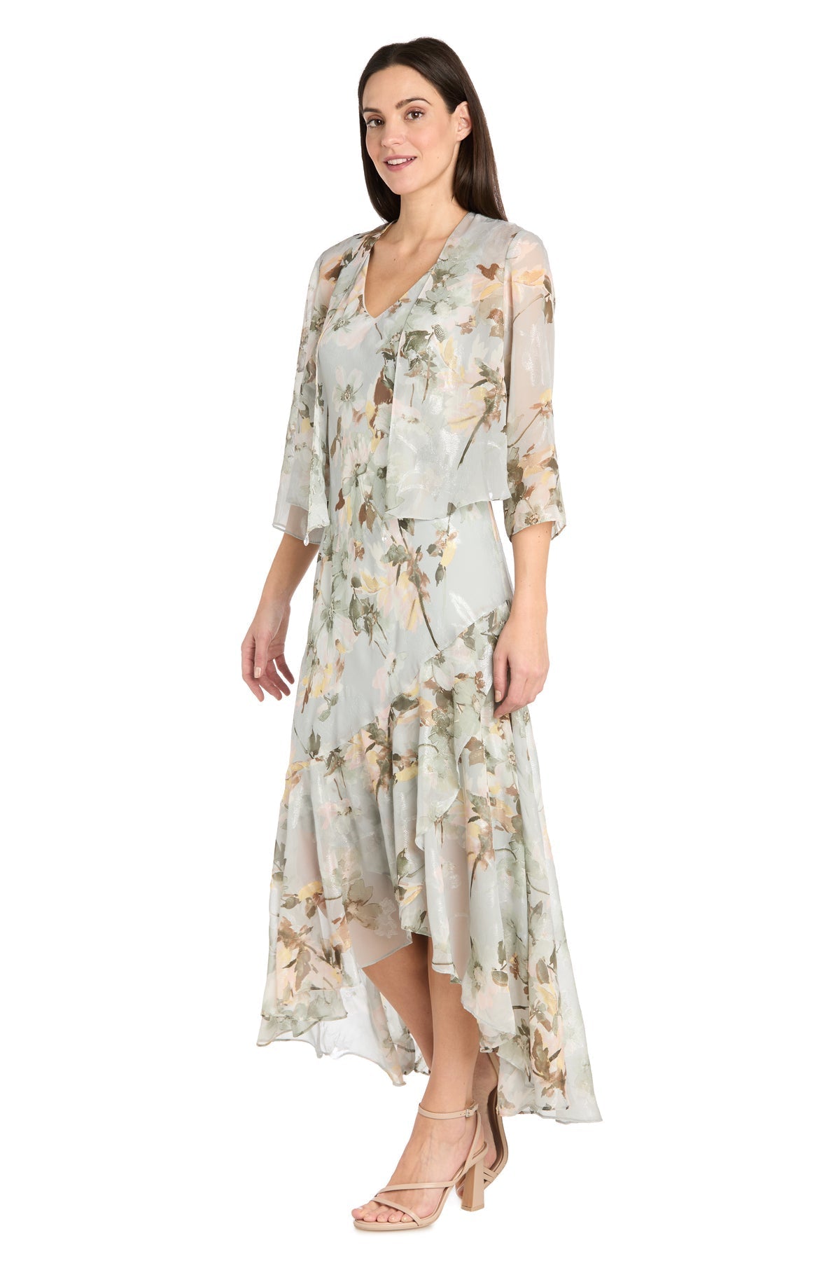 Mother of the Bride Dresses High Low Mother of the Bride Printed Jacket Dress Celadon
