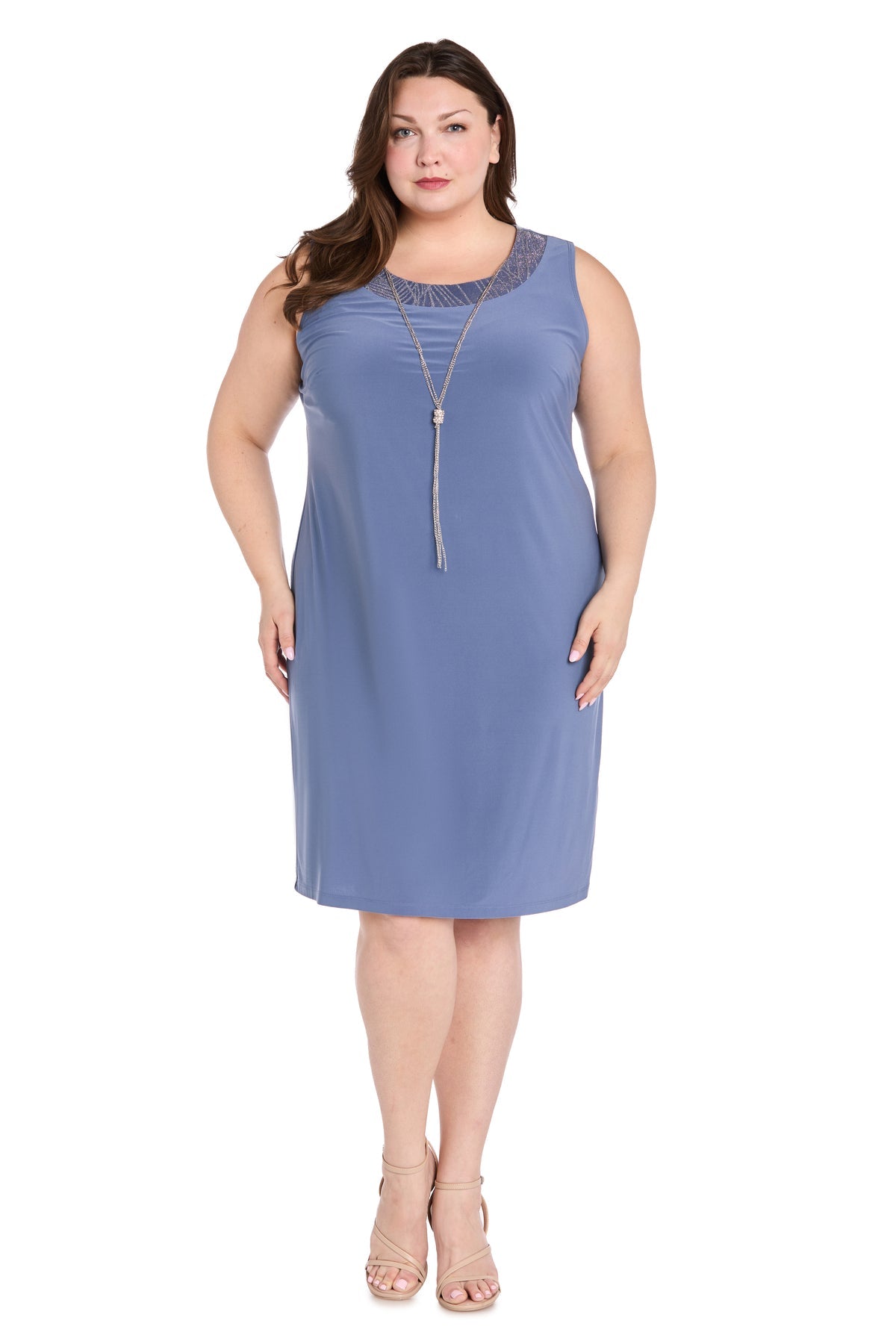 Cocktail Dresses Plus Size Short Metallic Jacket Dress Cadet/Silver