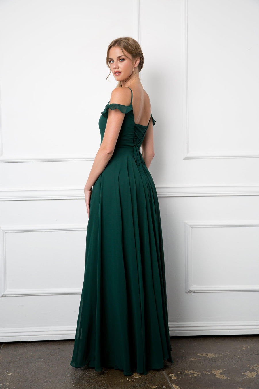 Long Off Shoulder Formal Chiffon Bridesmaids Dress