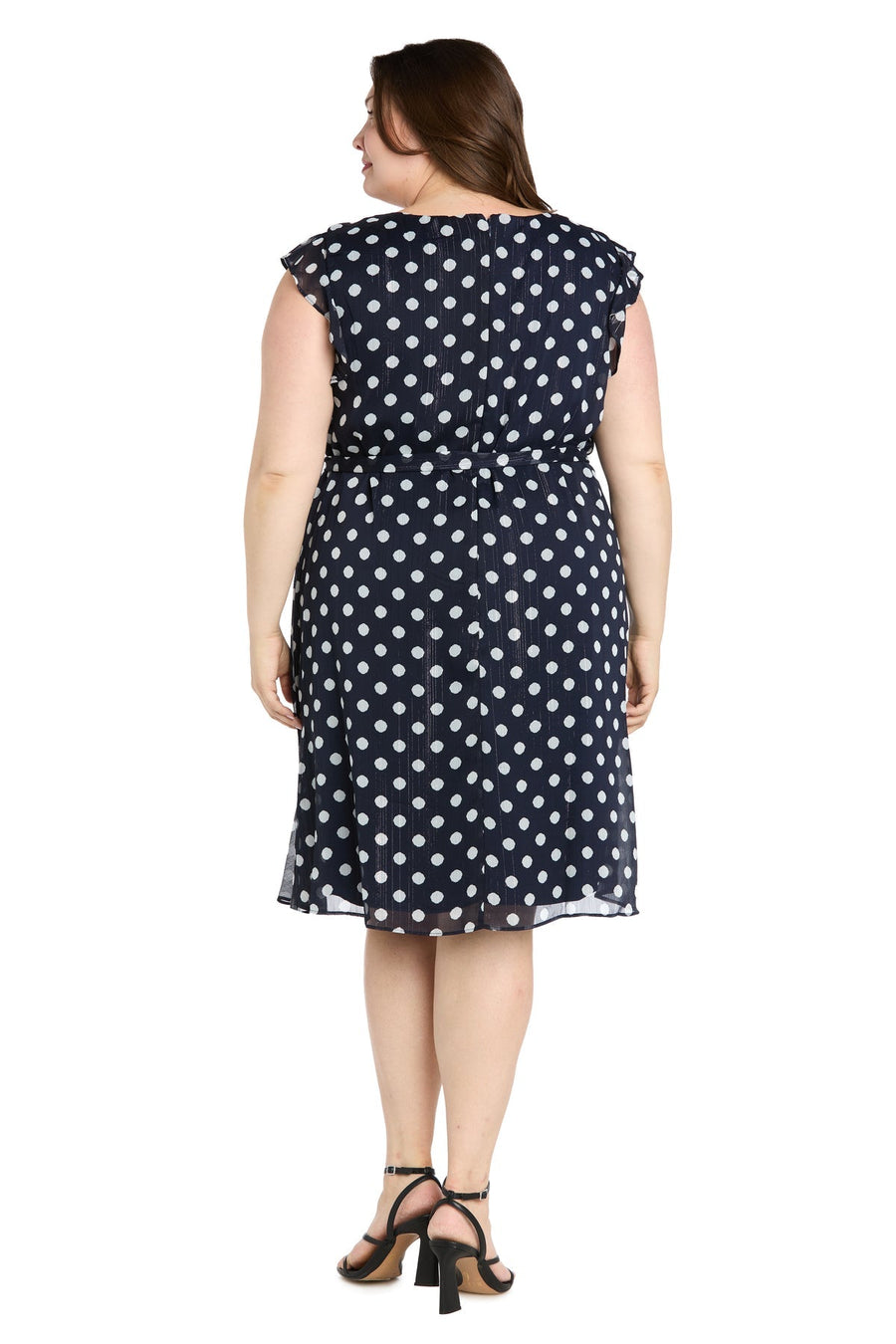 Plus Size Dresses Short Plus Size Polka Dot Cocktail Dress Navy/White