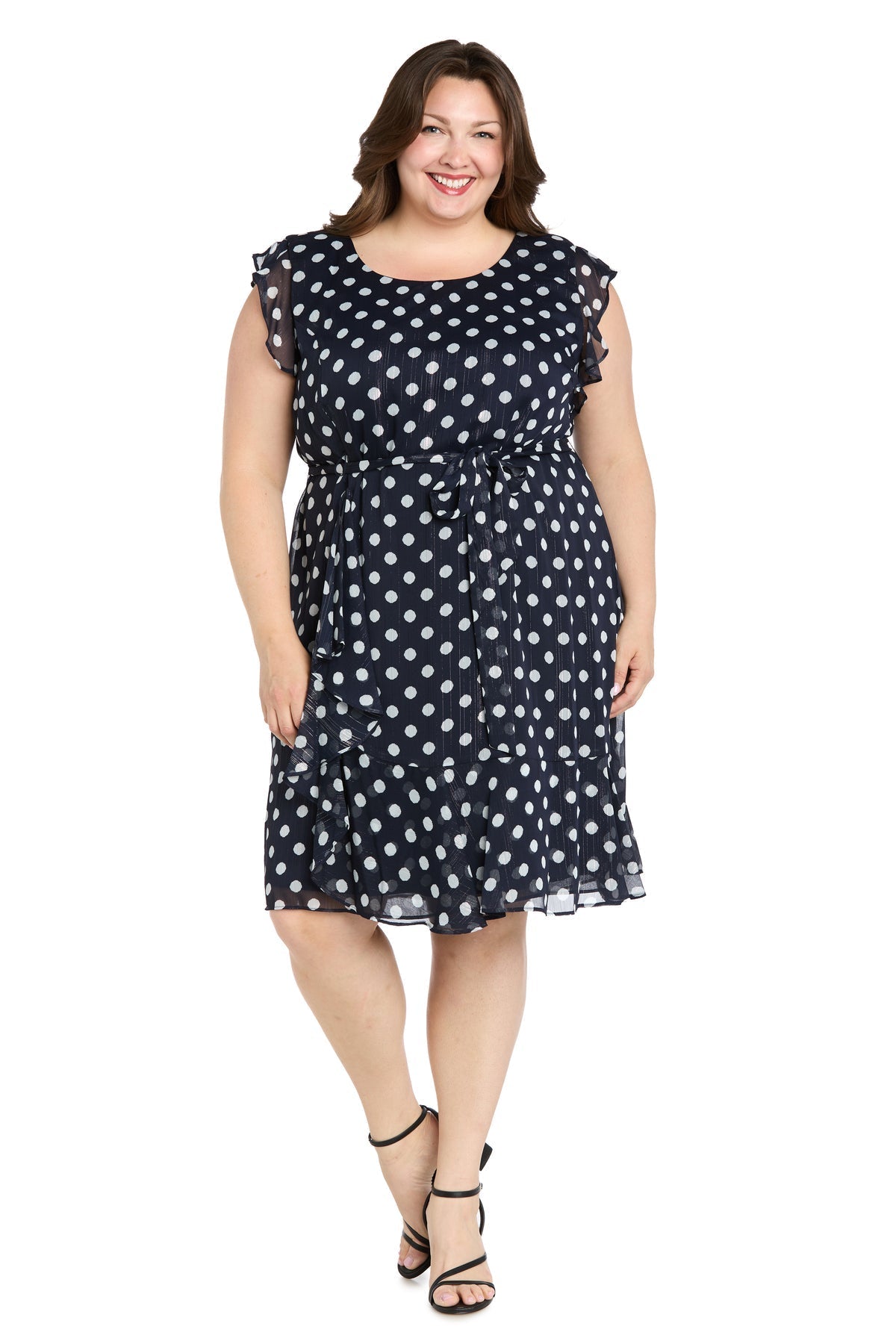 Plus Size Dresses Short Plus Size Polka Dot Cocktail Dress Navy/White