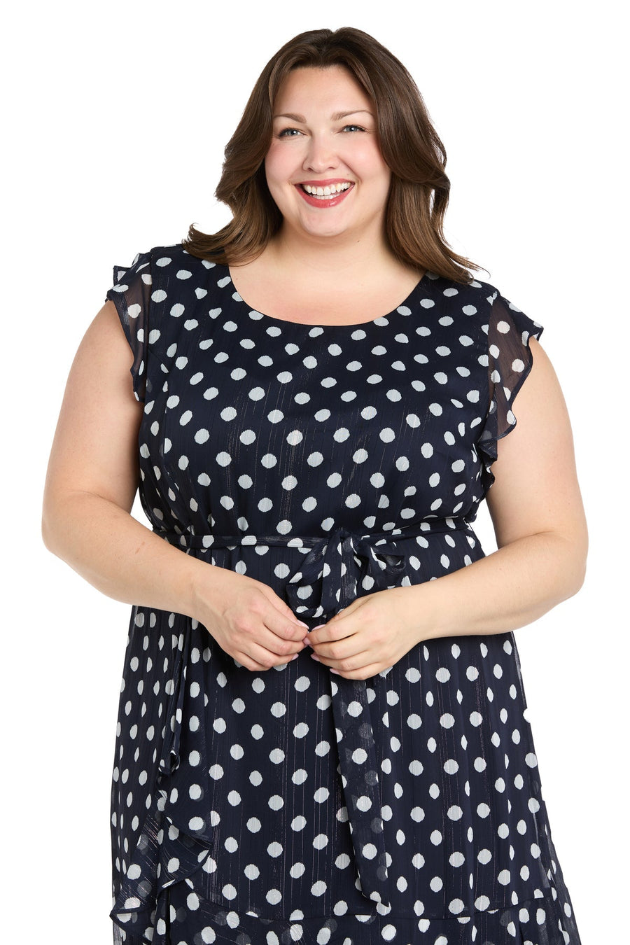 Plus Size Dresses Short Plus Size Polka Dot Cocktail Dress Navy/White