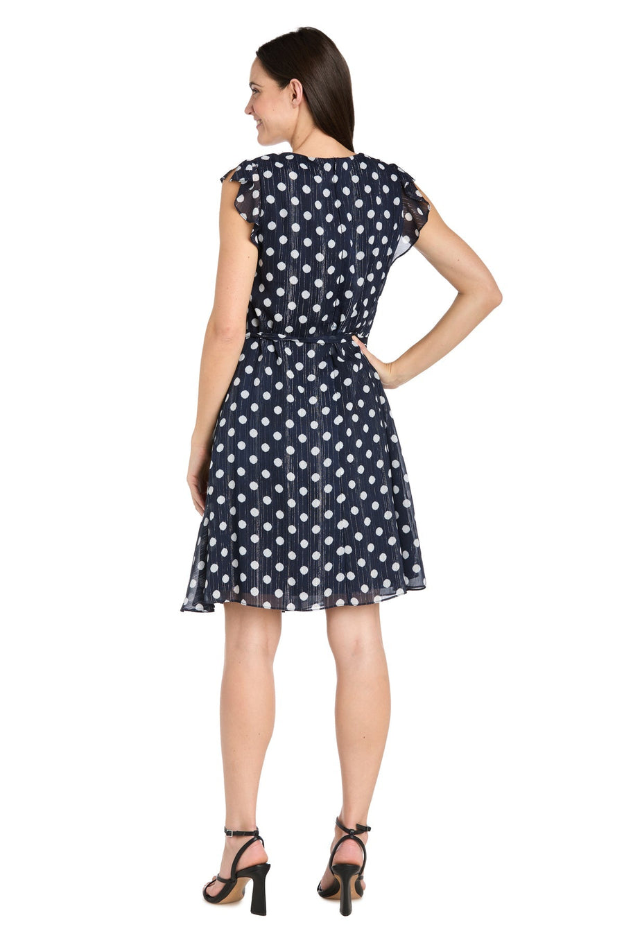 Cocktail Dresses Short Ruffle Polka Dot Cocktail Dress Navy/White