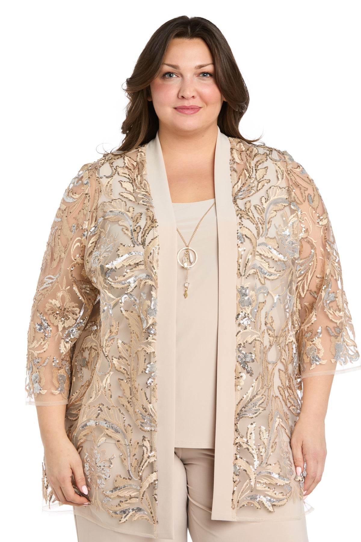 Pant Suit Plus Size Sequin Long Formal Pant Suit Gold