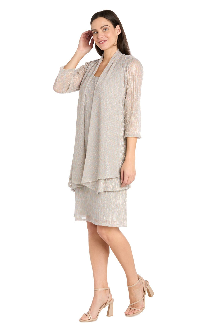 Mother of the Bride Dresses Short Mother of the Bride Metallic Jacket Dress Champagne