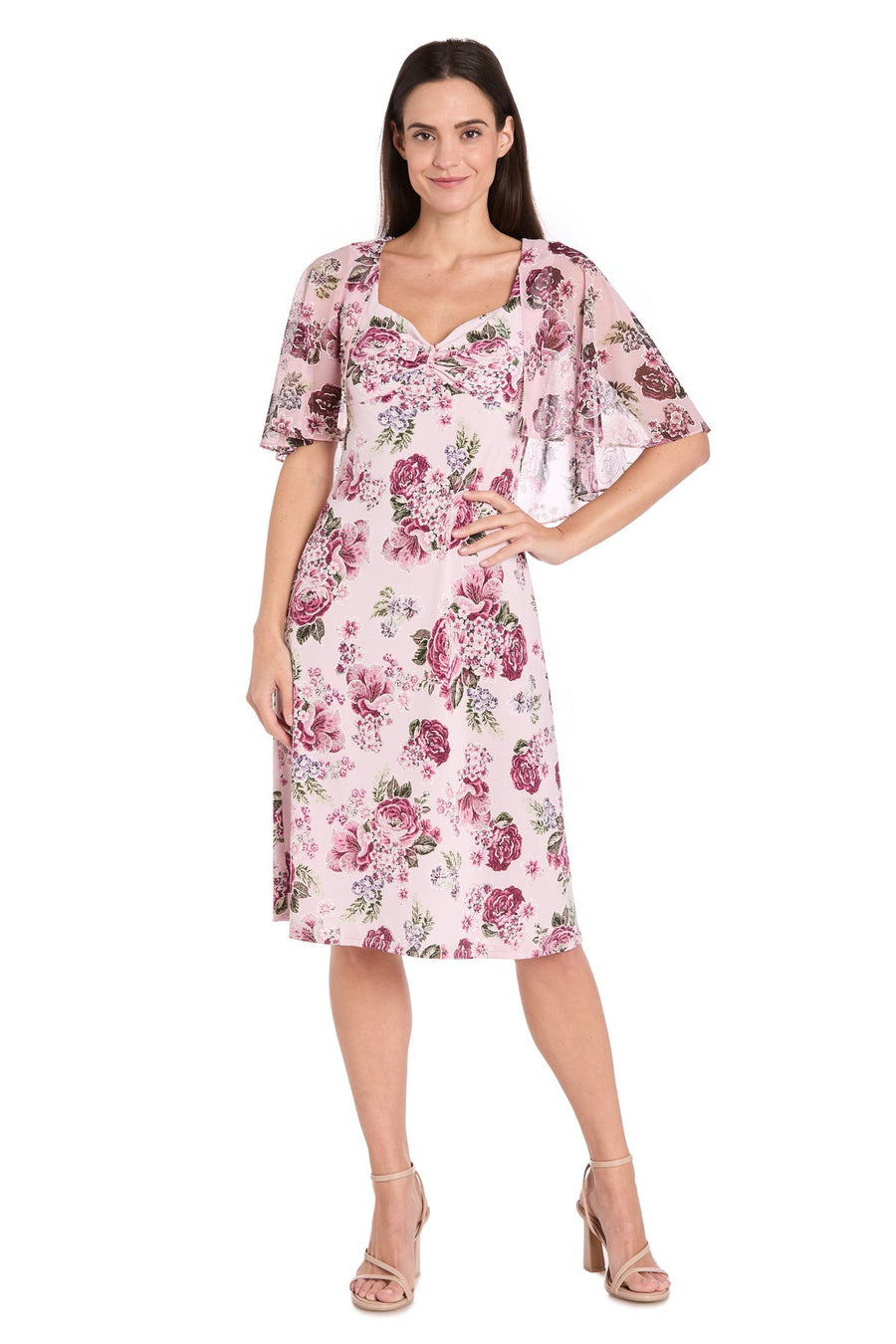 Cocktail Dresses Short Floral Print Knee Length Cocktail Dress Blush/Pink