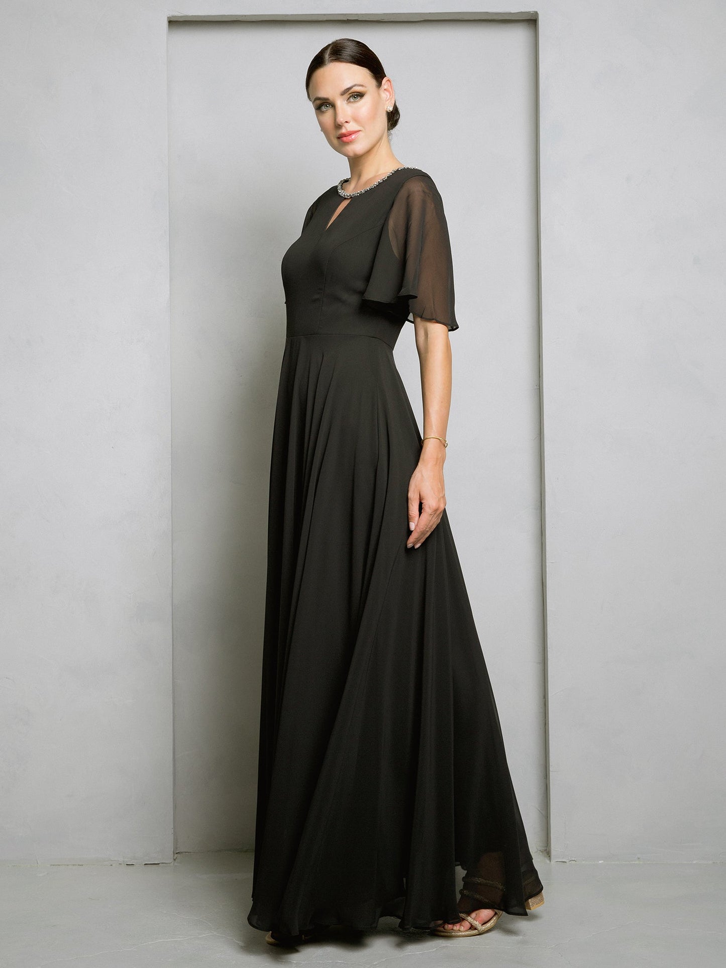 Mother of the Bride Dresses Long Beaded Mother of the Bride Dress Black