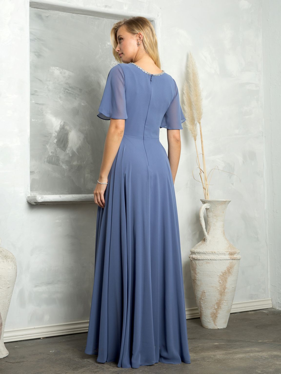 Mother of the Bride Dresses Long Beaded Mother of the Bride Dress Slate Blue