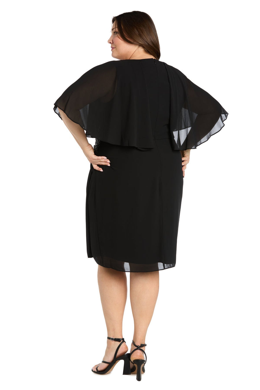 Plus Size Dresses Plus Size Short Cocktail Cape Dress Black