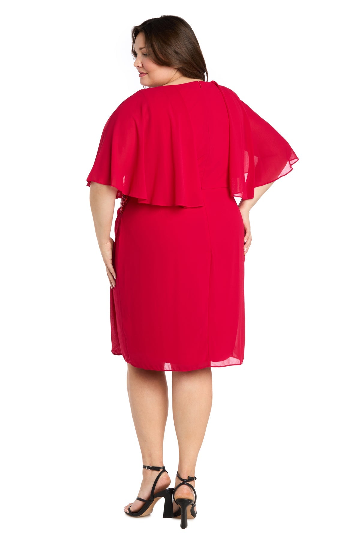 Plus Size Dresses Plus Size Short Cocktail Cape Dress Red