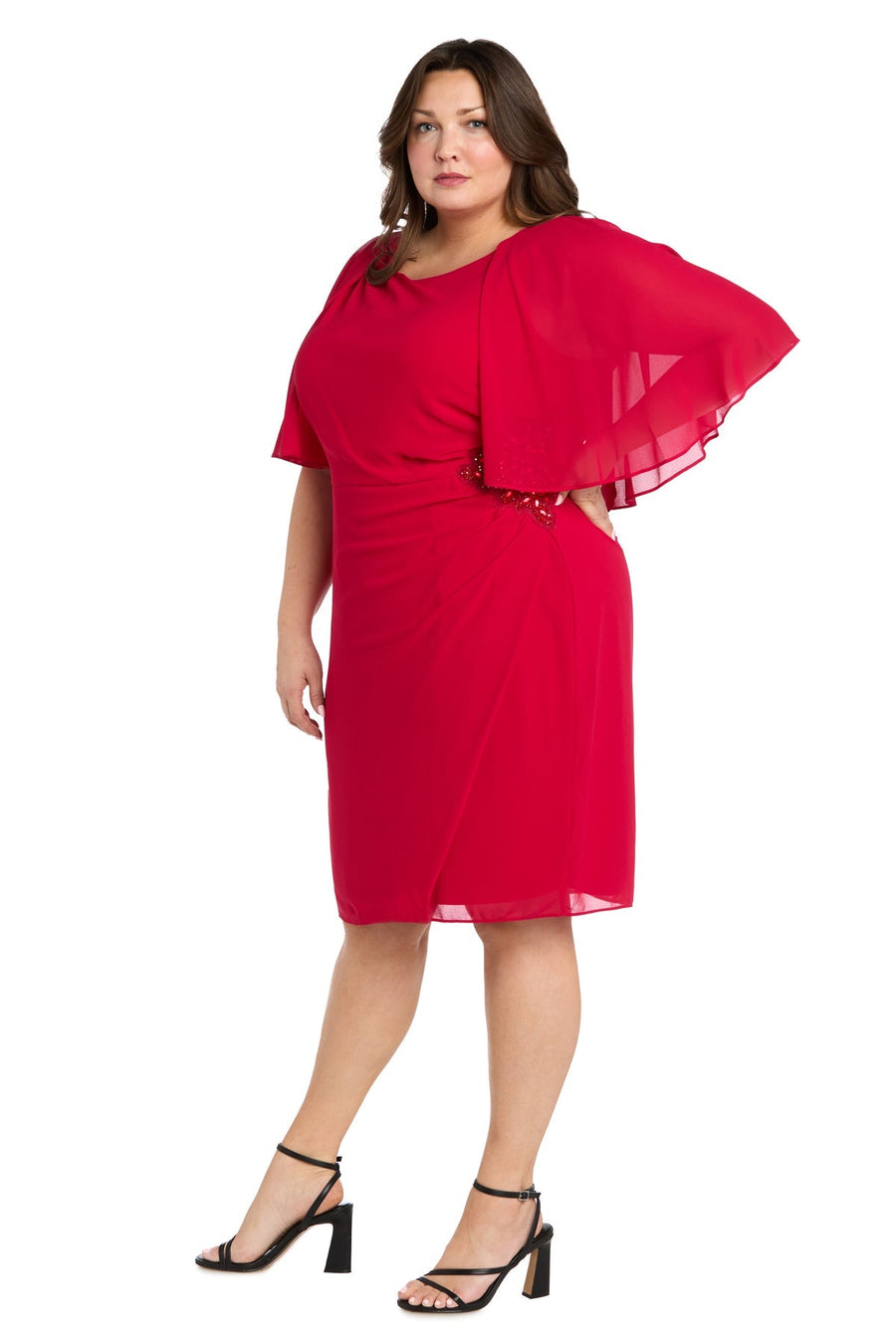 Plus Size Dresses Plus Size Short Cocktail Cape Dress Red