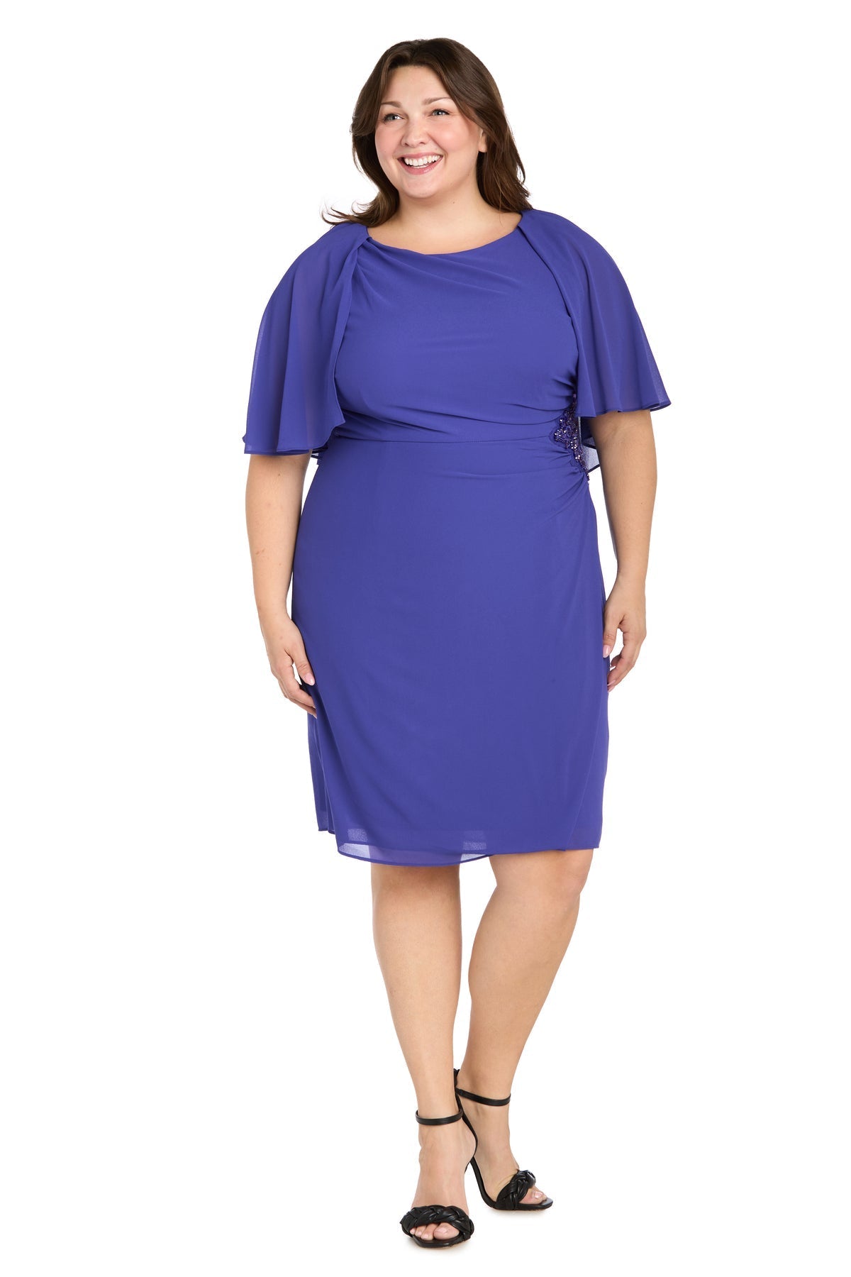 Plus Size Dresses Plus Size Short Cocktail Cape Dress Violet