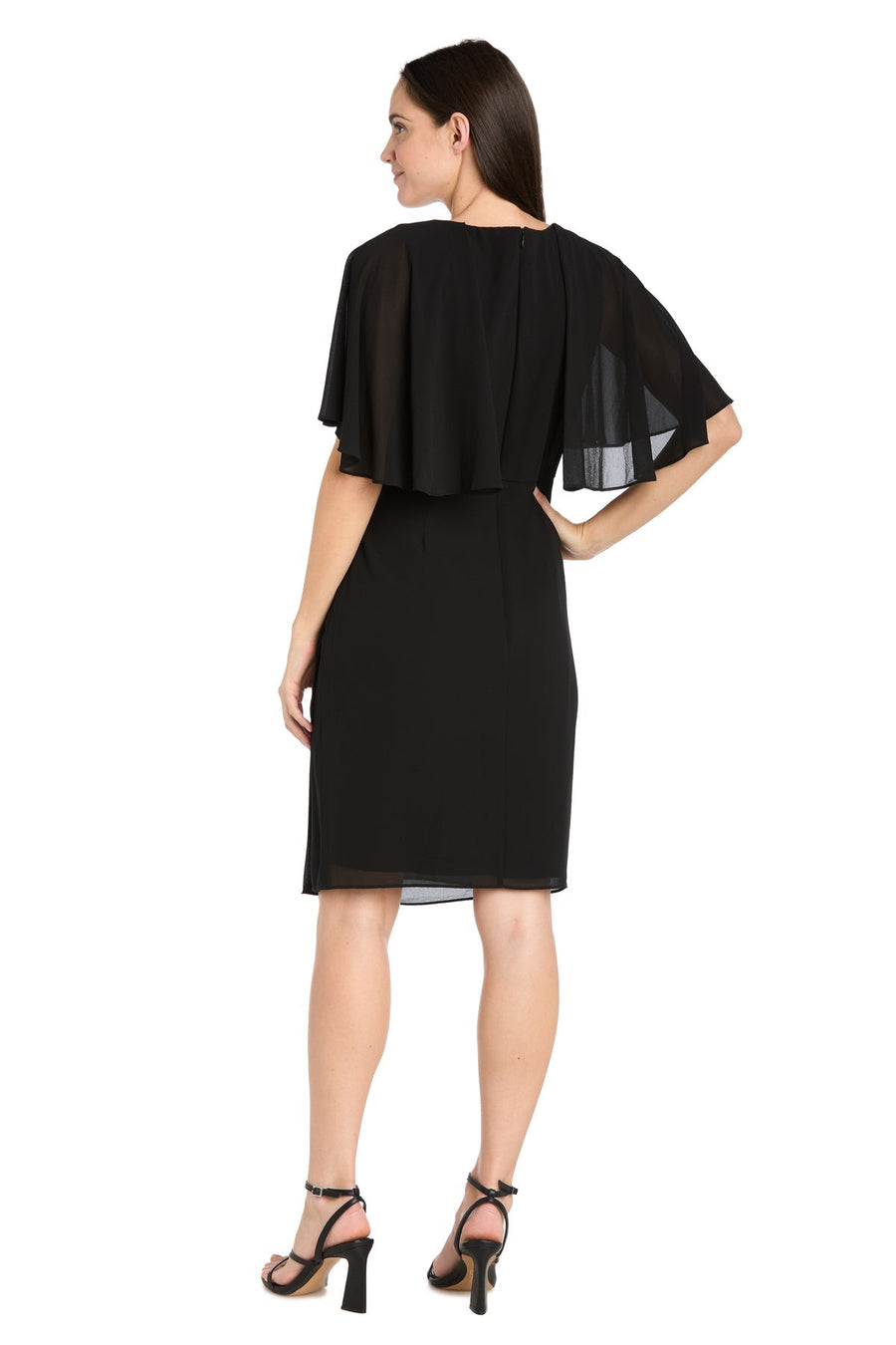 Cocktail Dresses Short Mother of the Bride Beaded Cape Cocktail Dress Black
