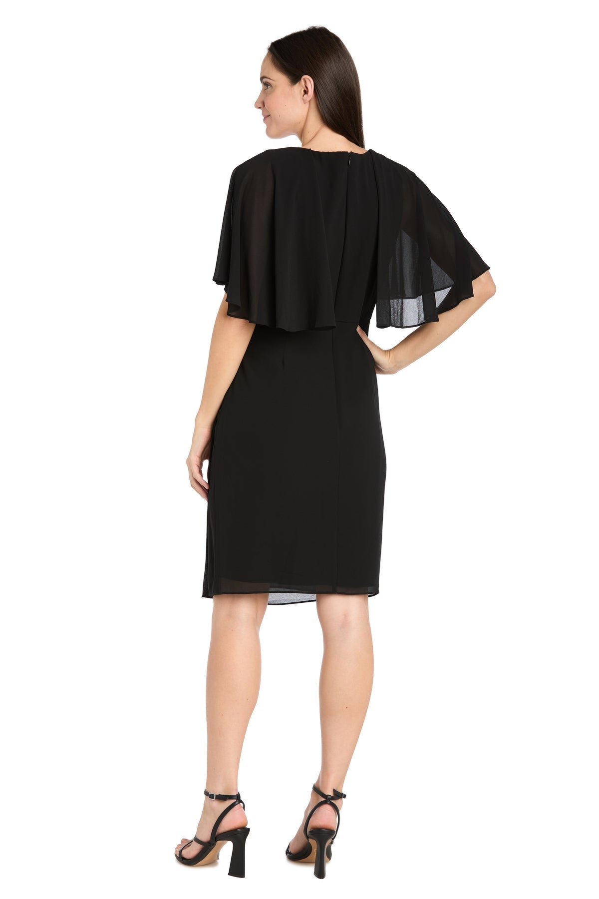 Cocktail Dresses Short Mother of the Bride Beaded Cape Cocktail Dress Black