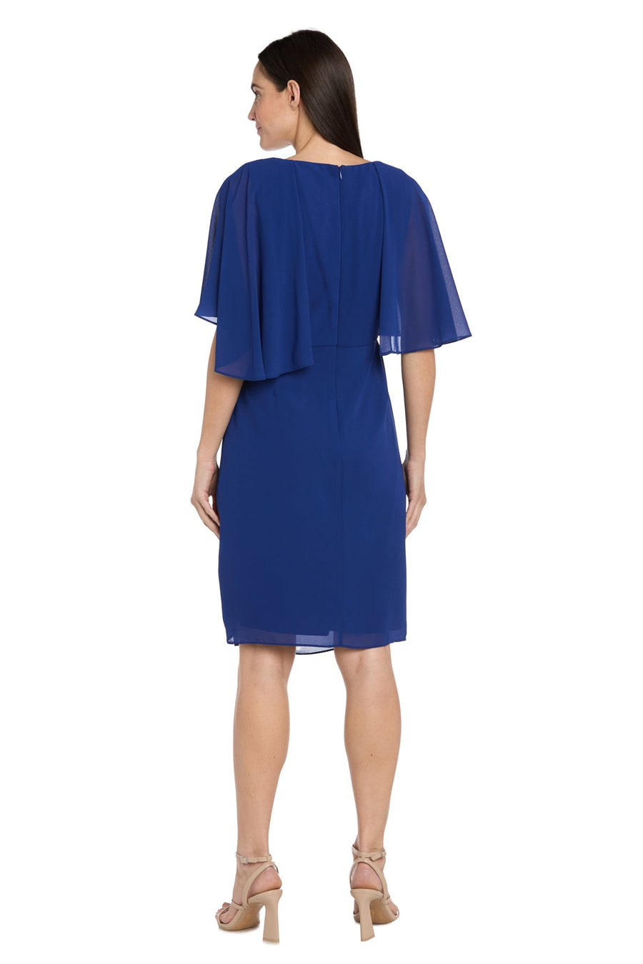 Cocktail Dresses Short Mother of the Bride Beaded Cape Cocktail Dress Indigo