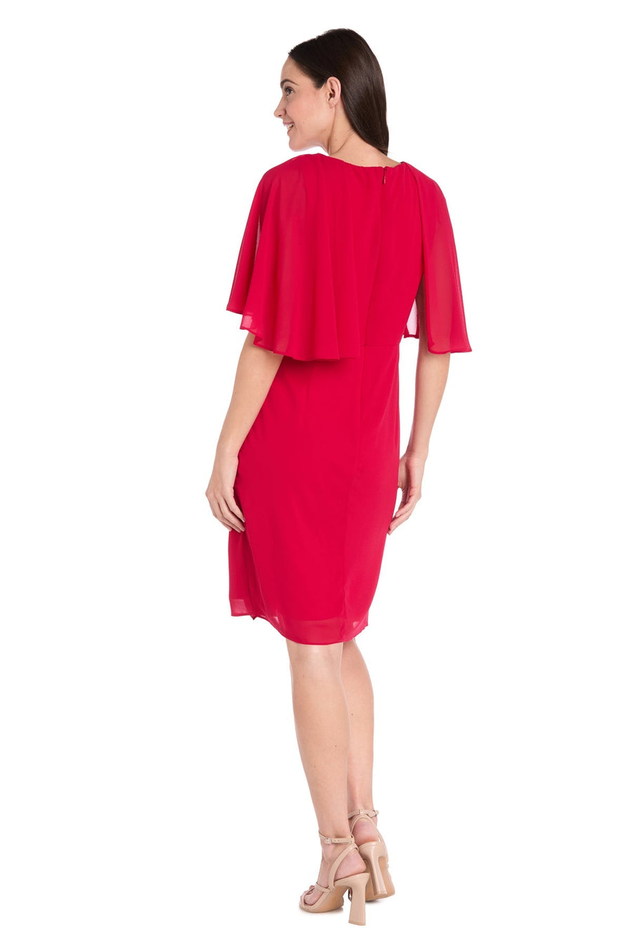 Cocktail Dresses Short Mother of the Bride Beaded Cape Cocktail Dress Red