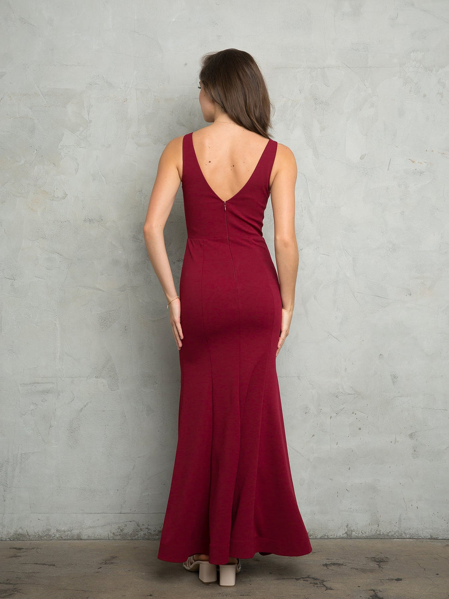 Prom Dresses Long Slit Fitted Formal Prom Dress Burgundy