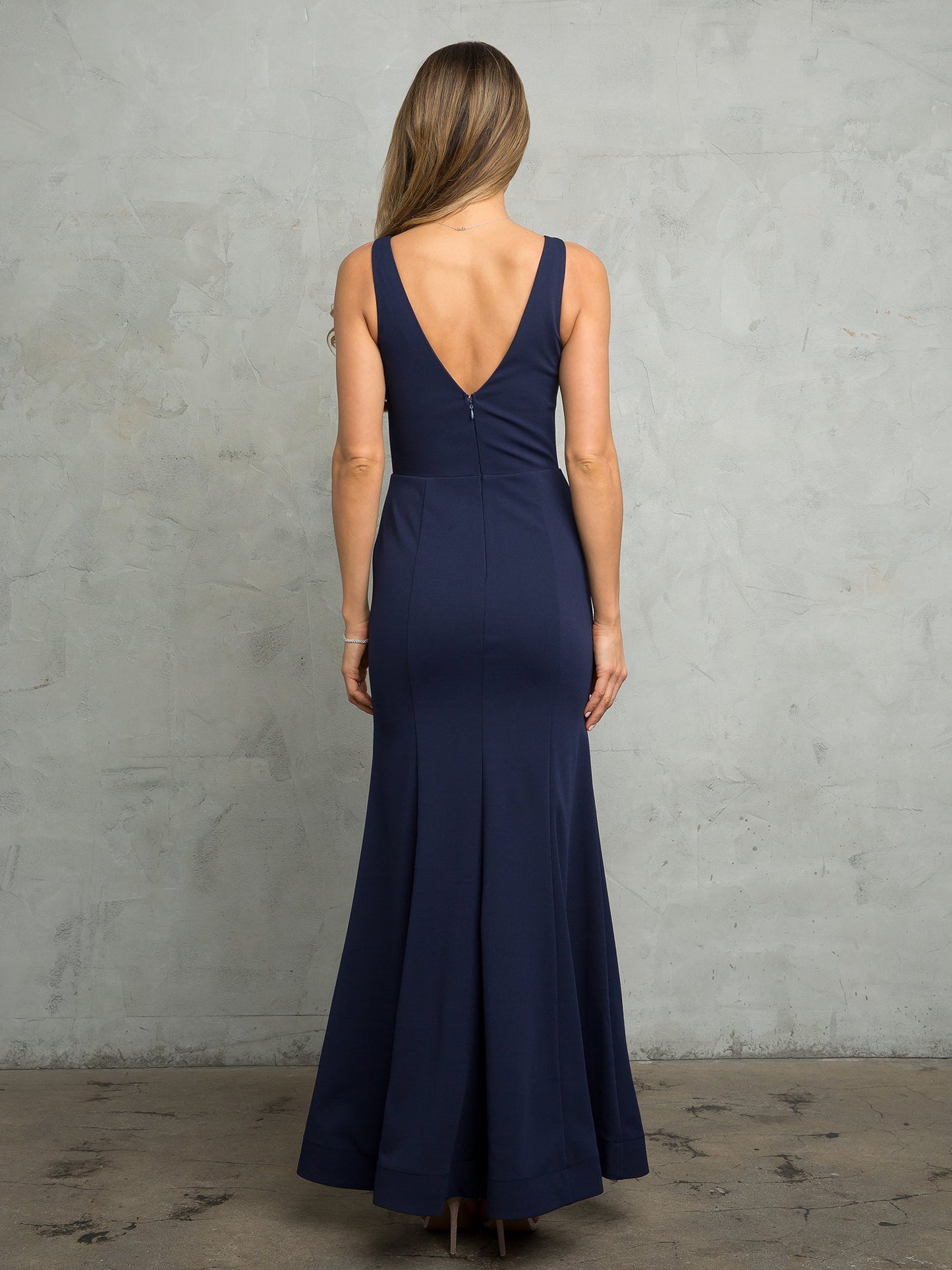 Prom Dresses Long Slit Fitted Formal Prom Dress Navy