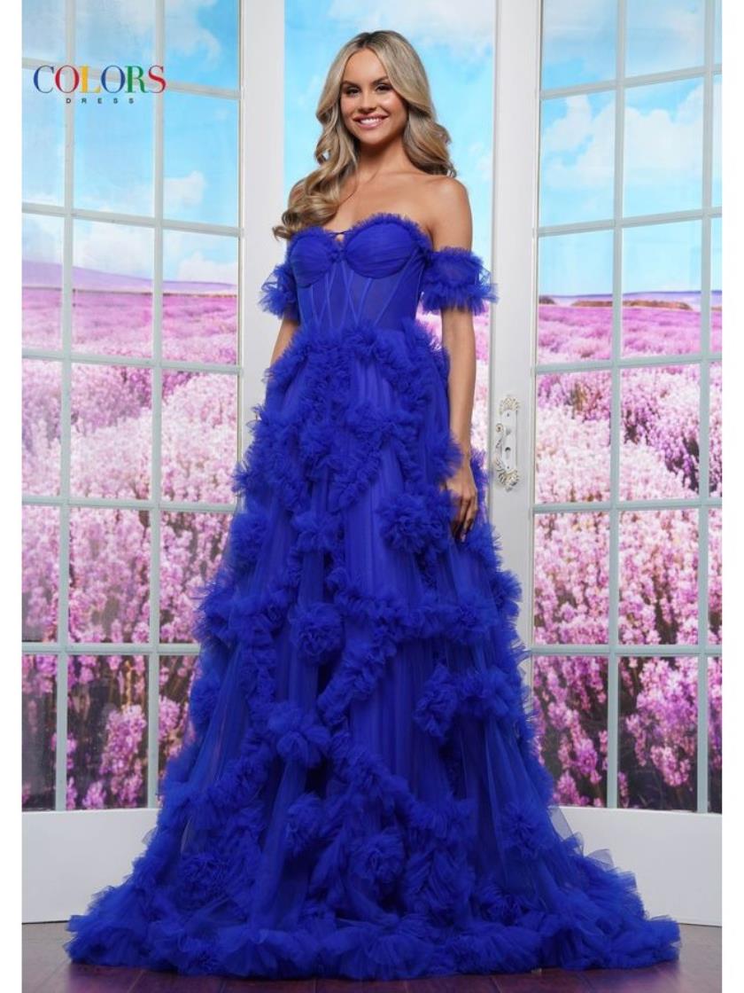 Prom Dresses Long Ruffle Formal Balloon Prom Dress Royal