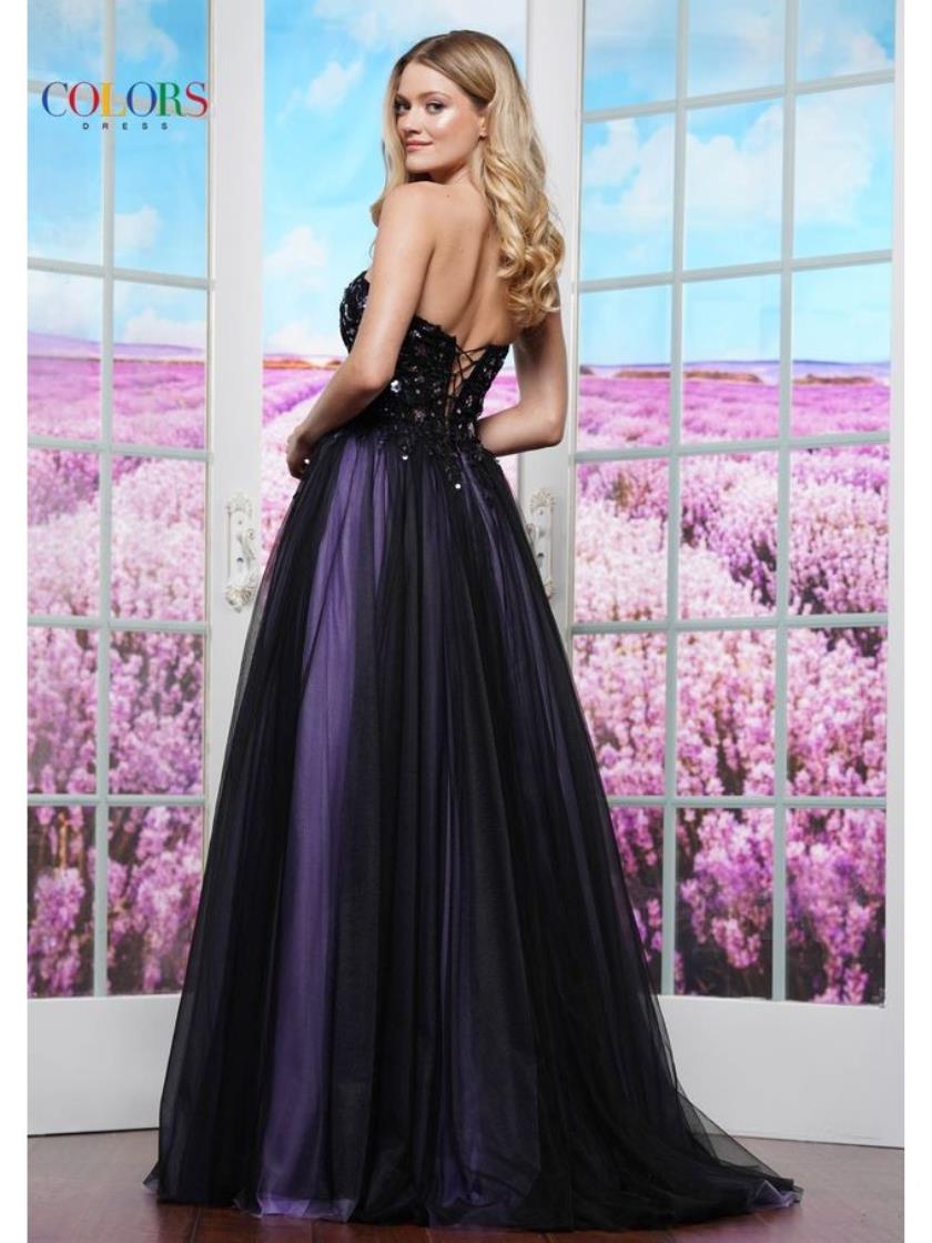 Prom Dresses Ball Gown Long Formal Prom Dress Black Lavender
