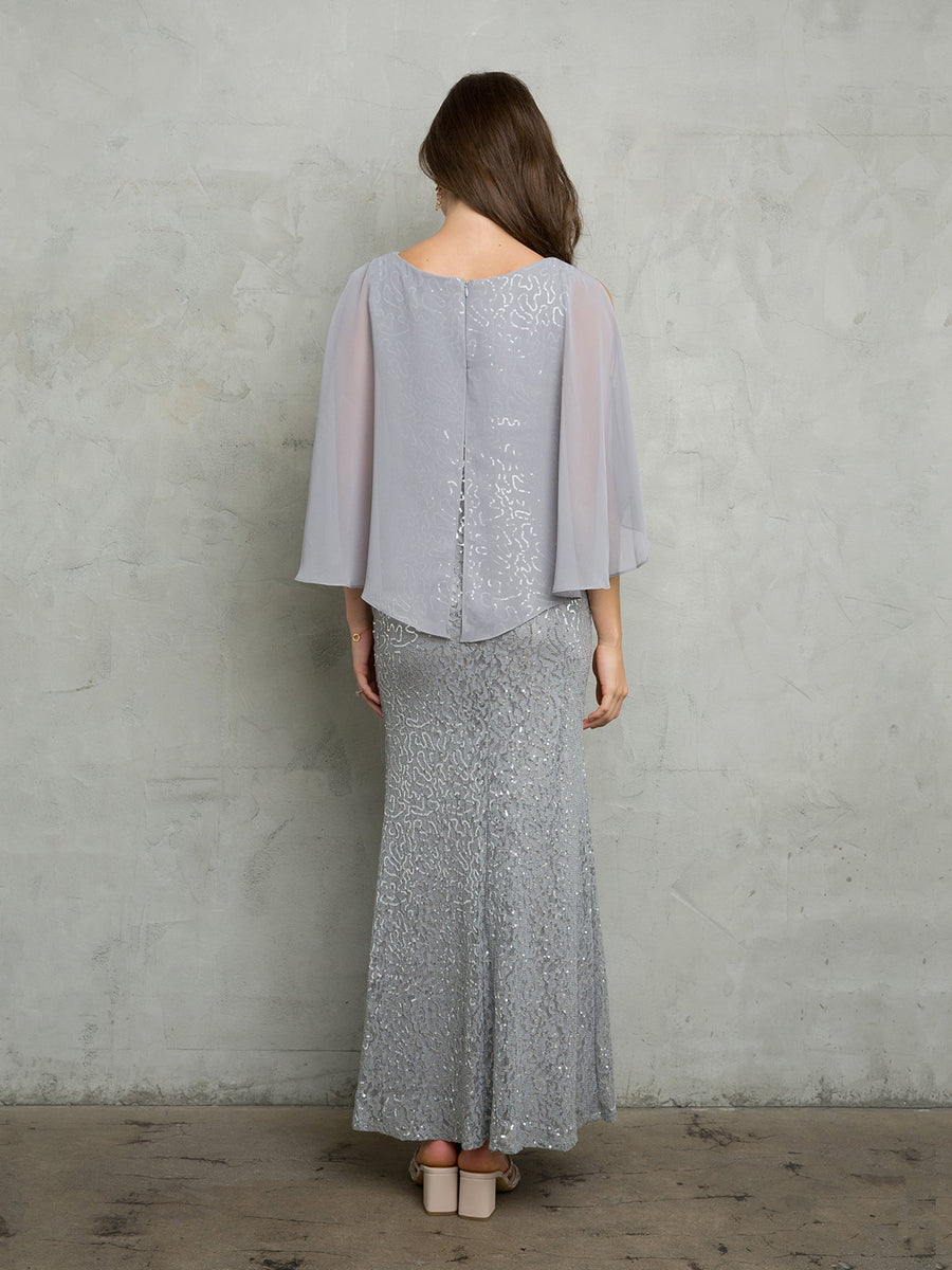 Mother of the Bride Dresses Sequin Lace Long mother of the Bride Dress Silver