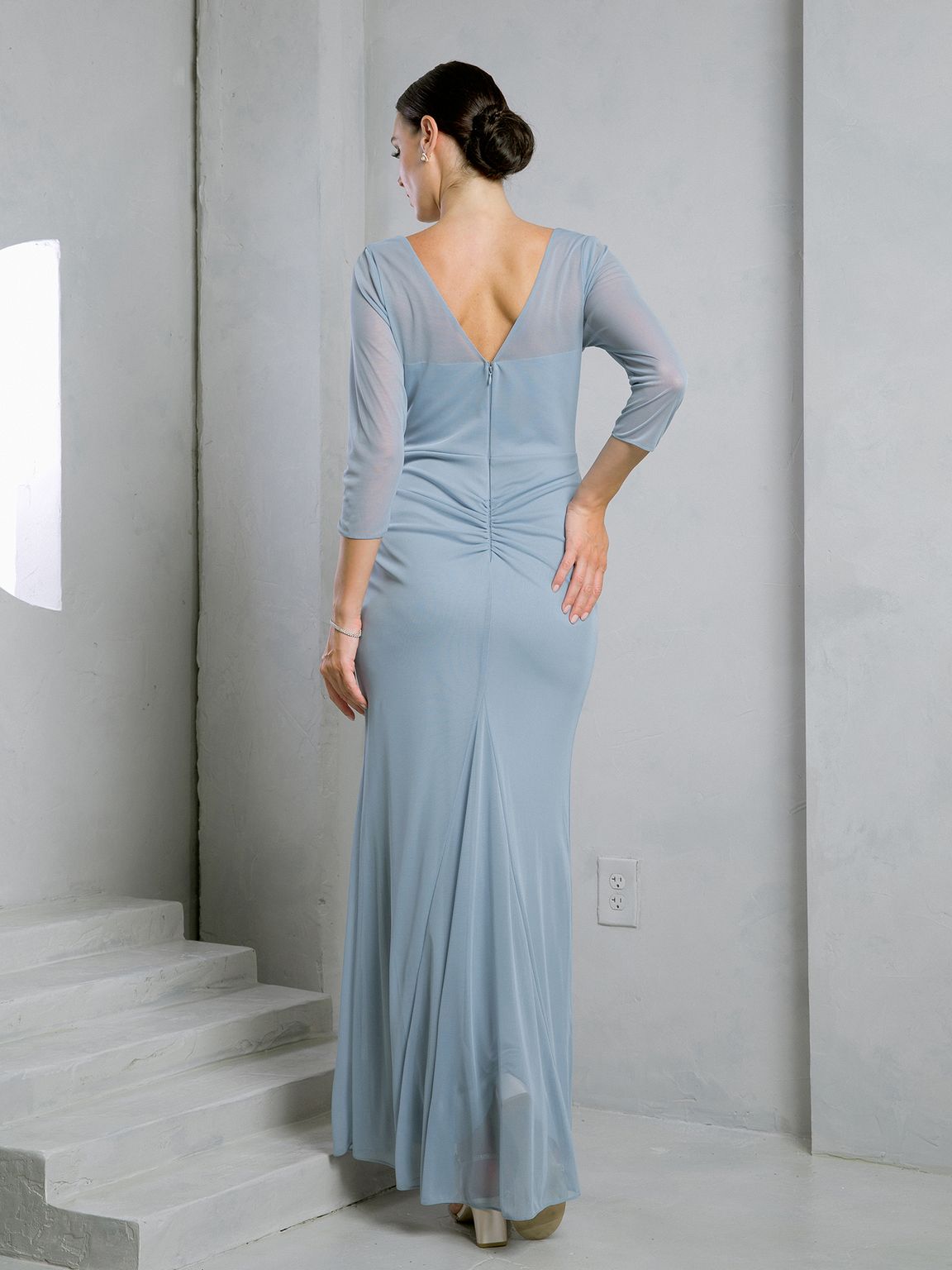 Mother of the Bride Dresses Long Formal Mother of the Bride Slit Dress Dusty Blue