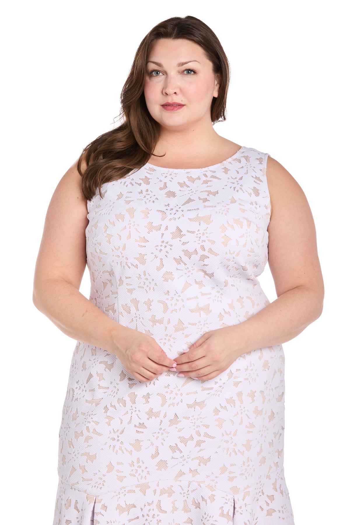 Plus Size Dresses Plus Size Short Cocktail Lace Dress White/Nude