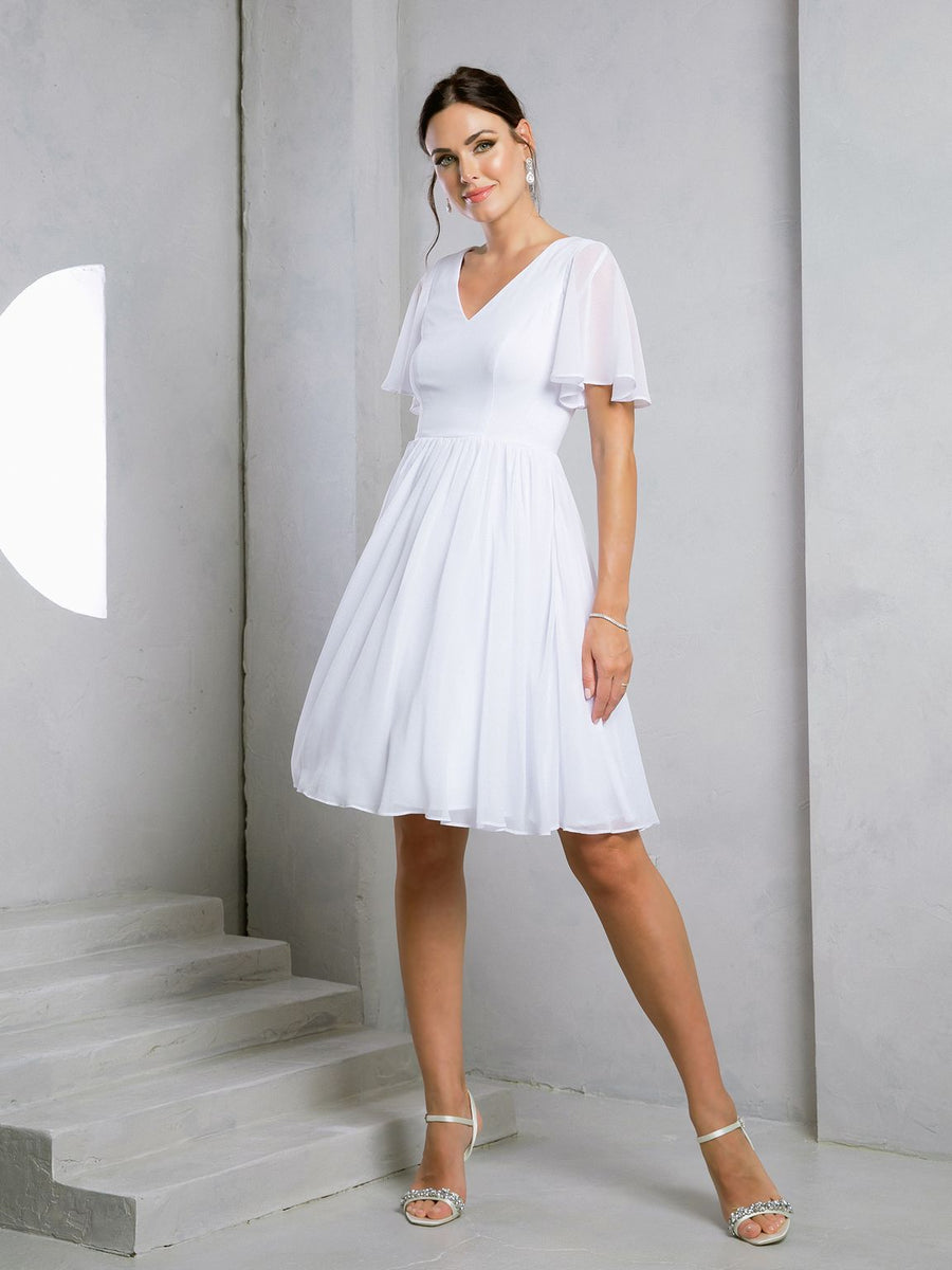 Cocktail Dresses Knee Length A Line Cocktail Dress White