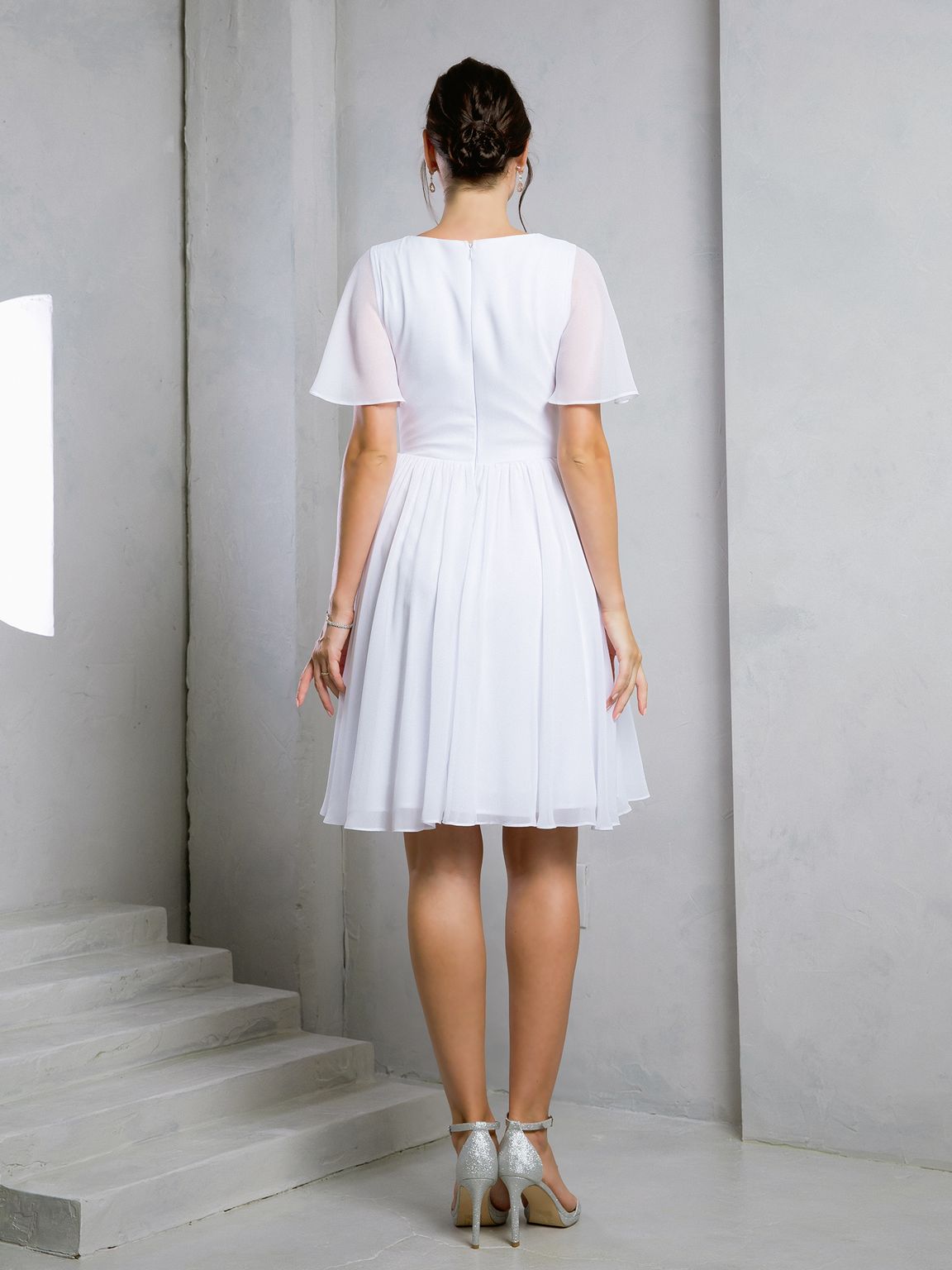 Cocktail Dresses Knee Length A Line Cocktail Dress White