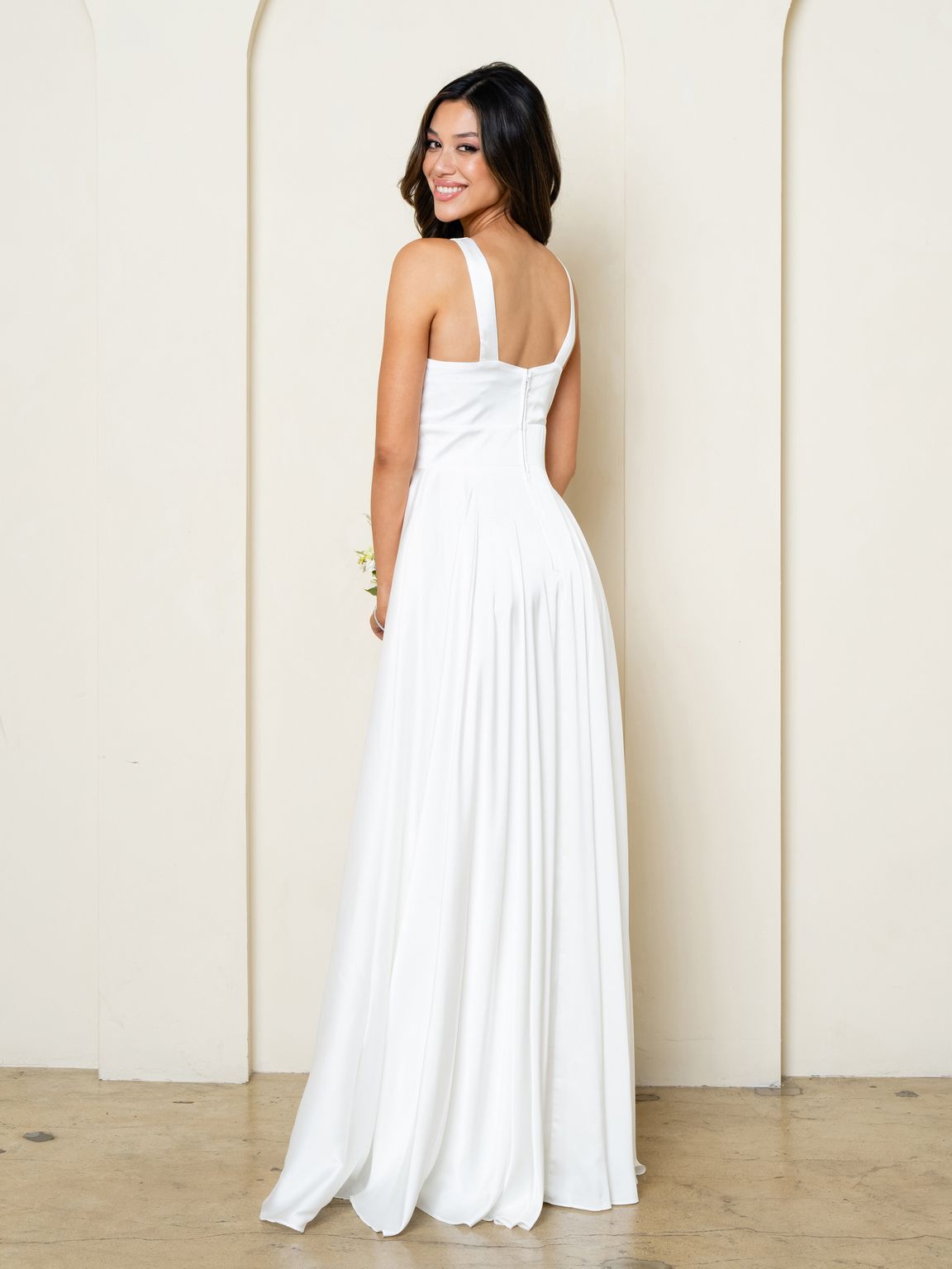 Wedding Dresses A Line Simple Long Slit Wedding Dress Off White