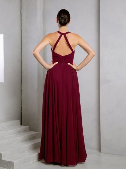 Prom Dresses A Line Formal Slit Prom Dress Burgundy