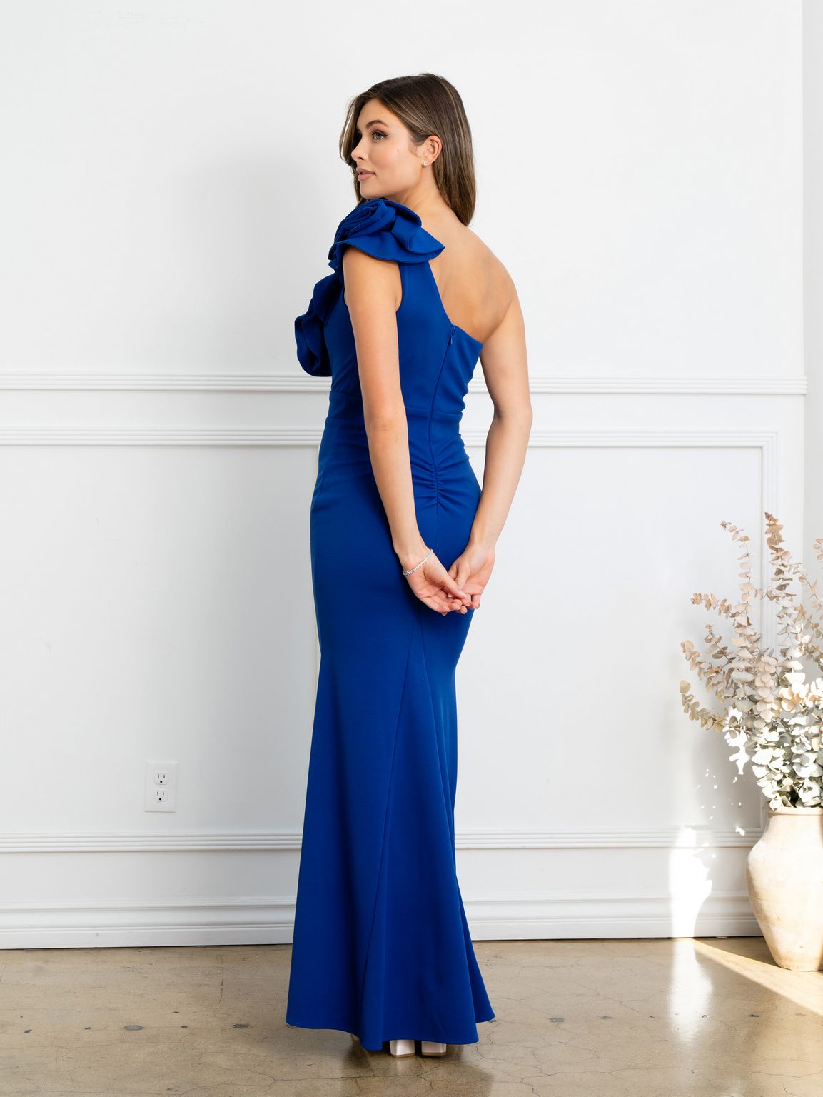 Prom Dresses Fitted Long Formal Ruffled Prom Dress Royal