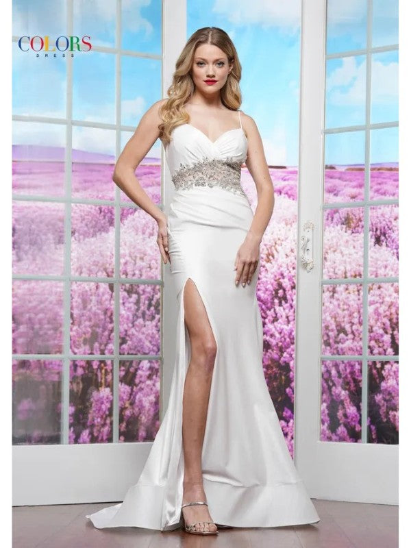 Prom Dresses Long Beaded Fitted Formal Evening Prom Dress White