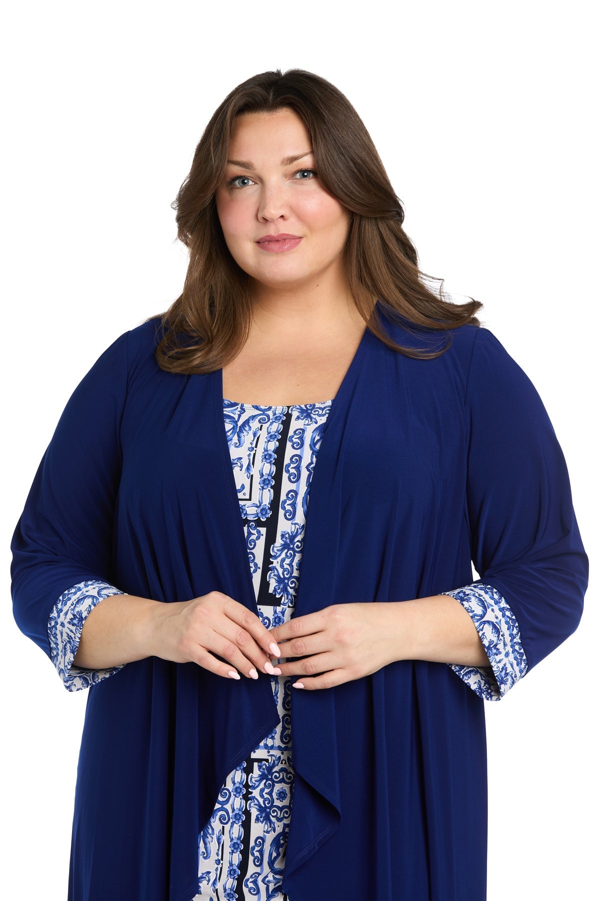 Plus Size Dresses Plus Size Short Printed Jacket Dress Royal