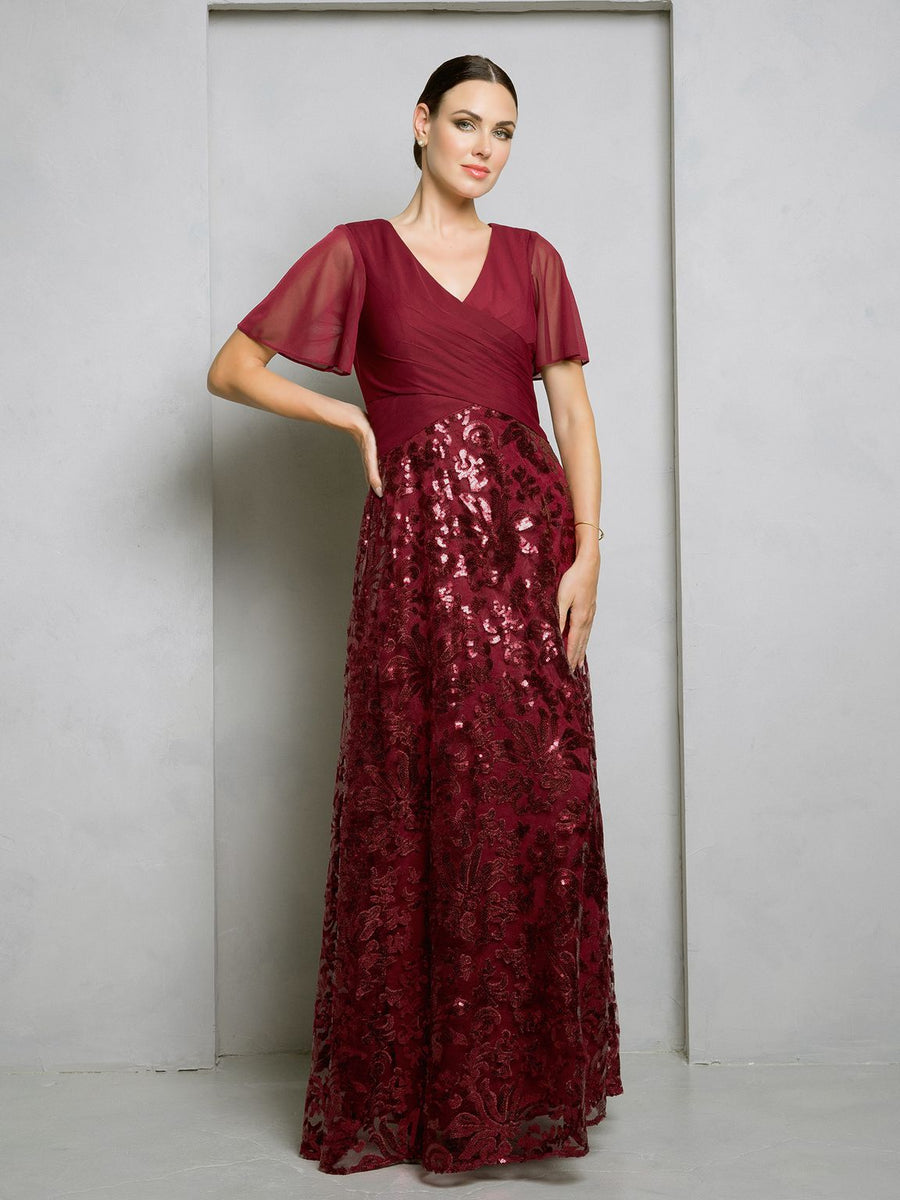 Mother of the Bride Dresses Mother of the Bride Long Sequin Lace Formal Dress Burgundy