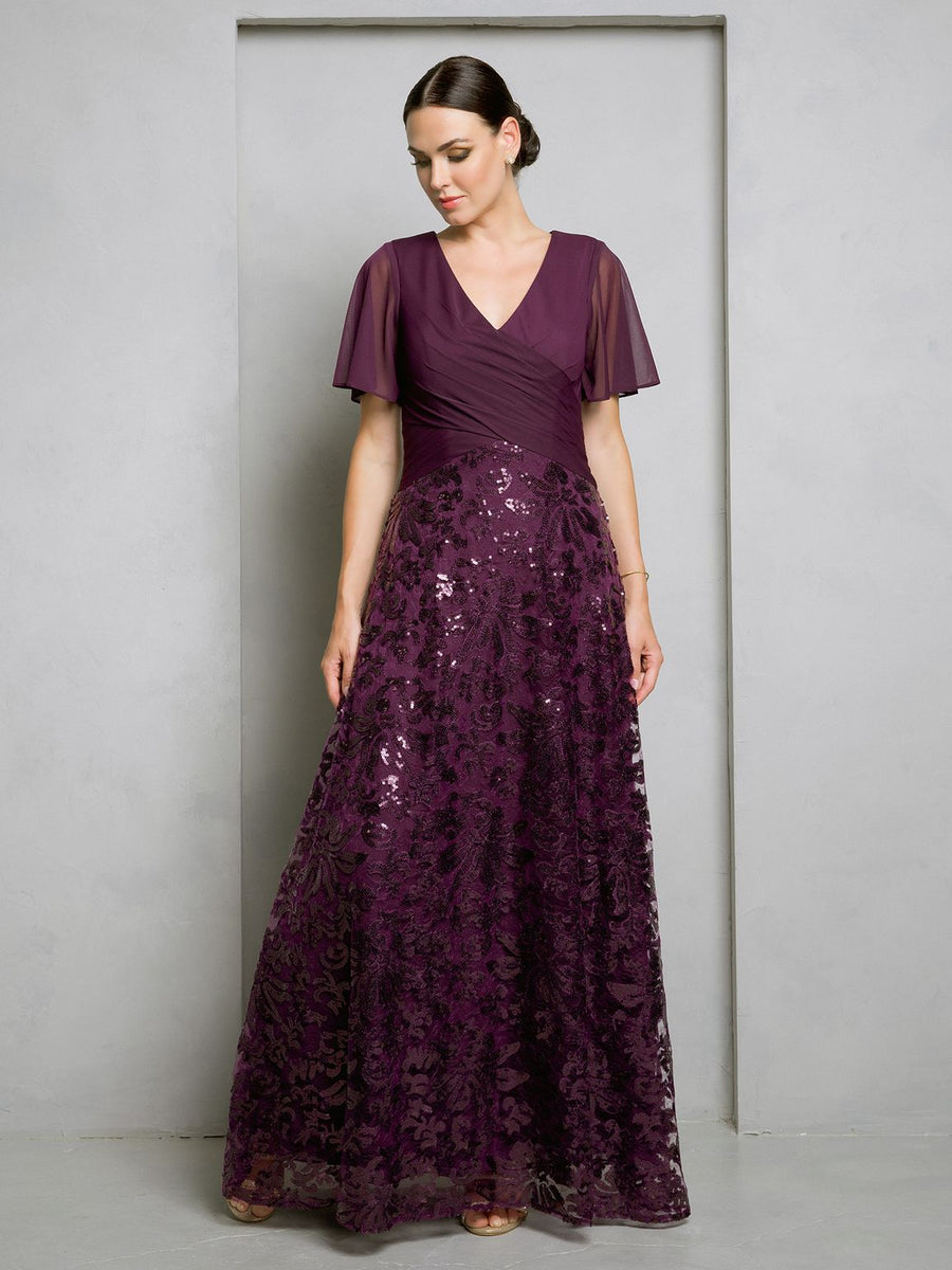 Mother of the Bride Dresses Mother of the Bride Long Sequin Lace Formal Dress Plum