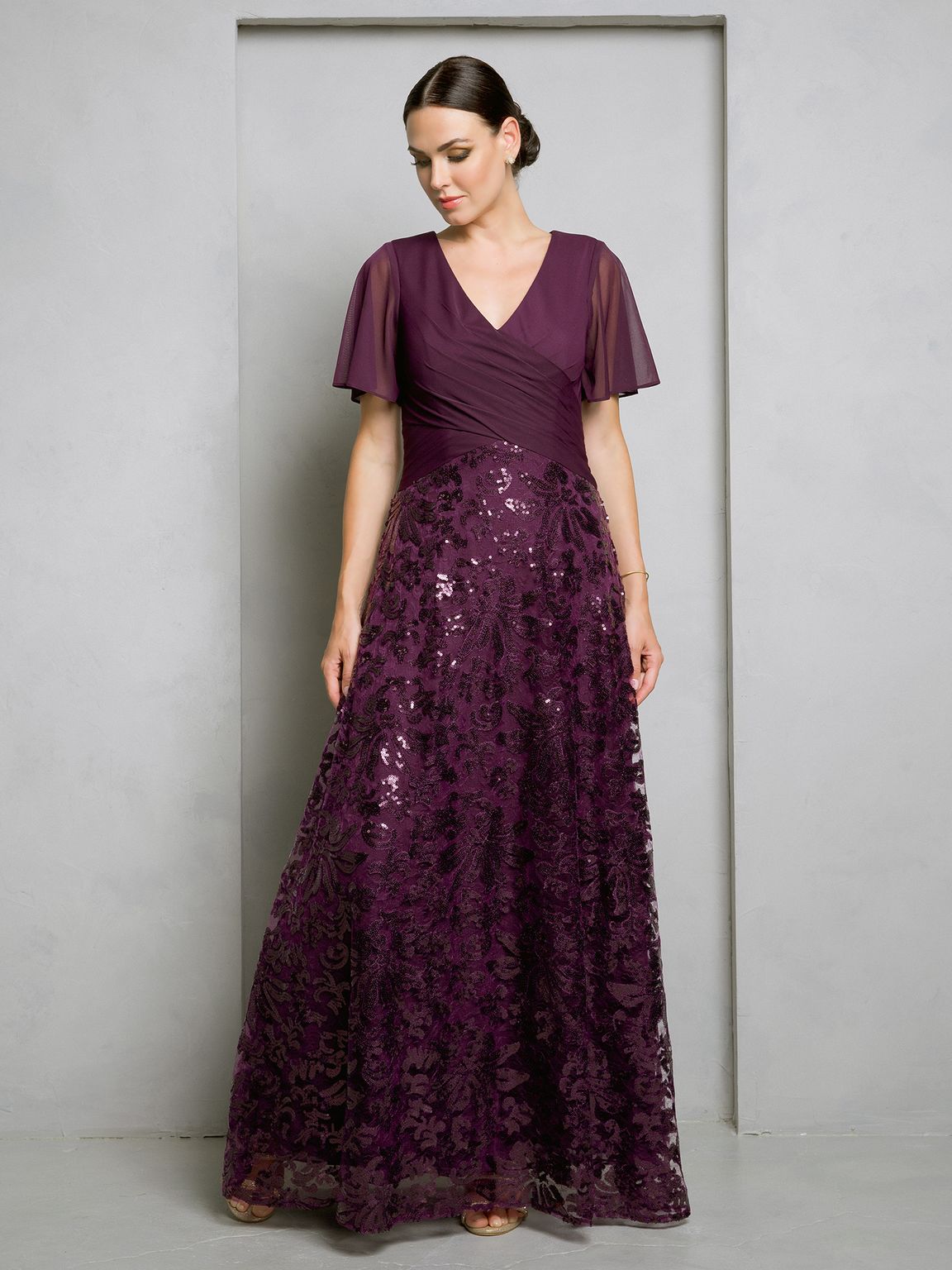 Mother of the Bride Dresses Mother of the Bride Long Sequin Lace Formal Dress Plum