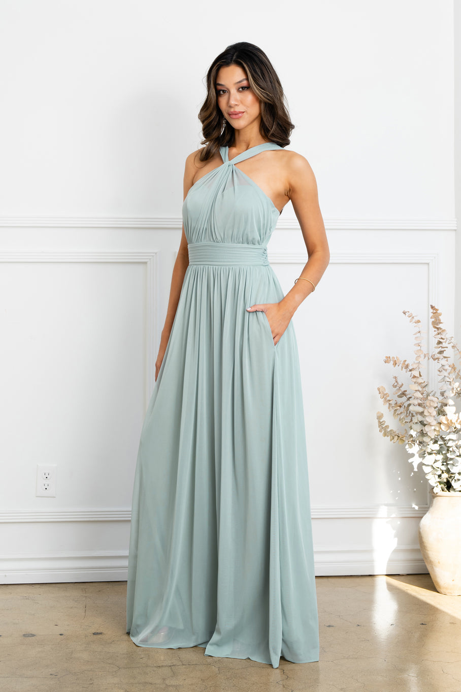 Formal Dresses Long Formal A Line Bridesmaid Dress Sage