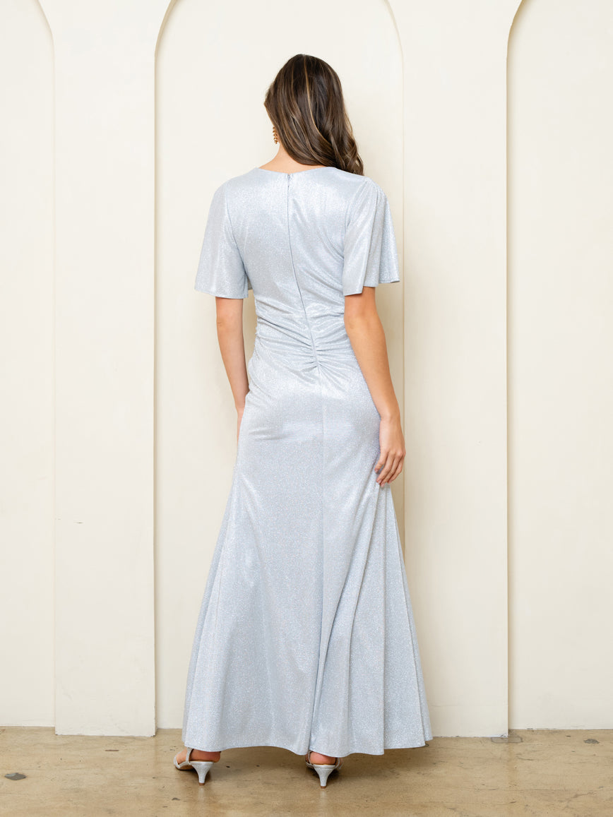 Formal Dresses Long Formal Metallic Evening Dress Silver