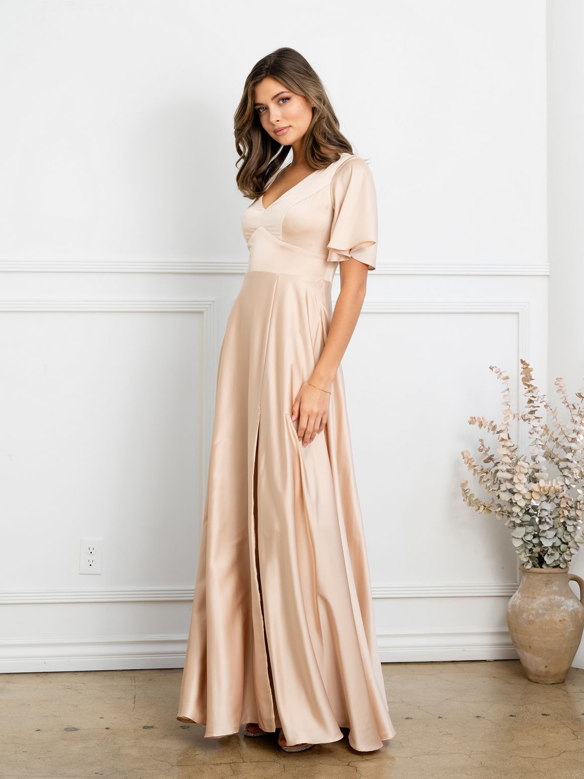 Formal Dresses Long Formal A Line Evening Dress Champagne
