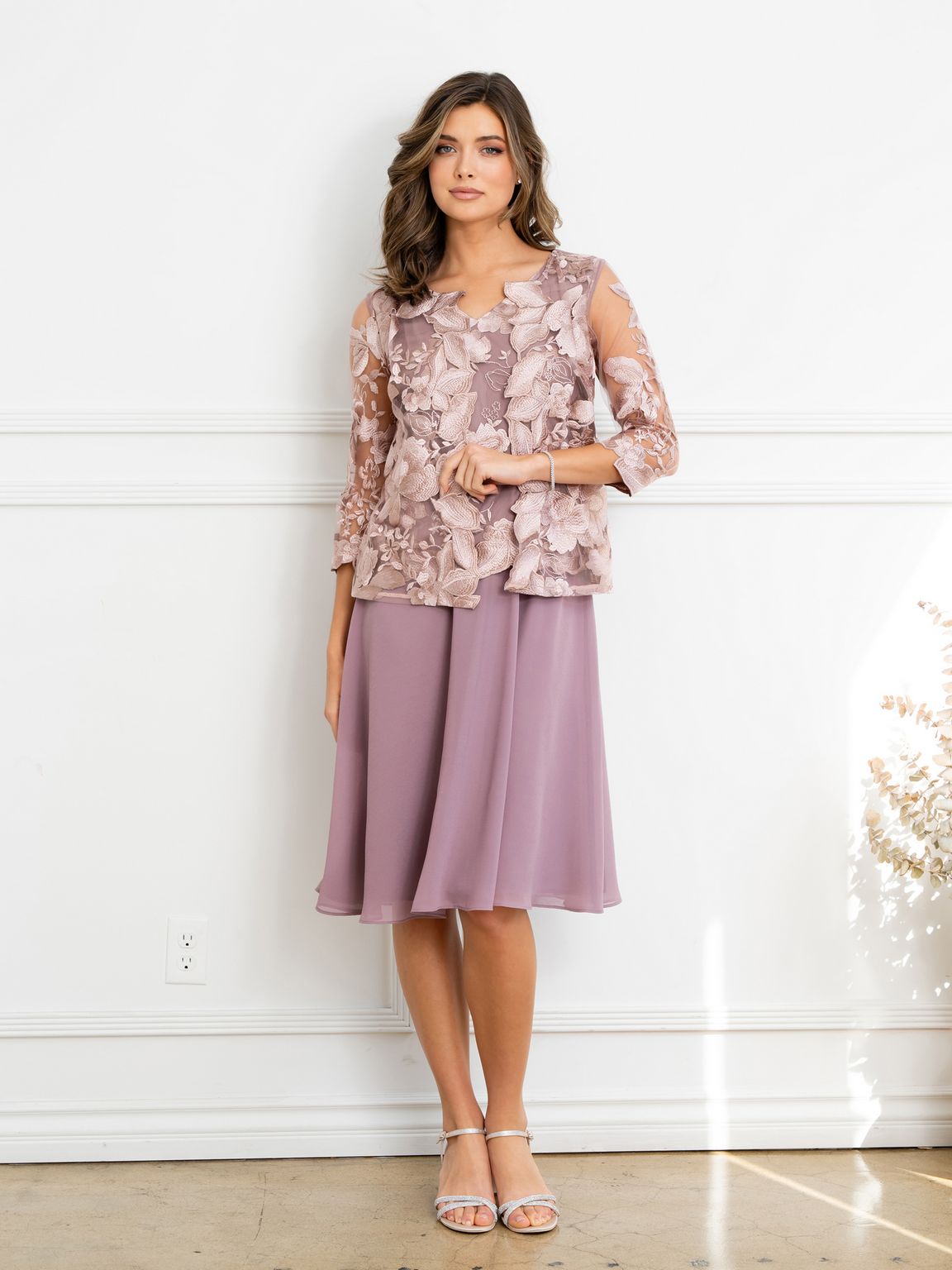 Mother of the Bride Dresses Short Mother of the Bride Lace Jacket Dress Mauve