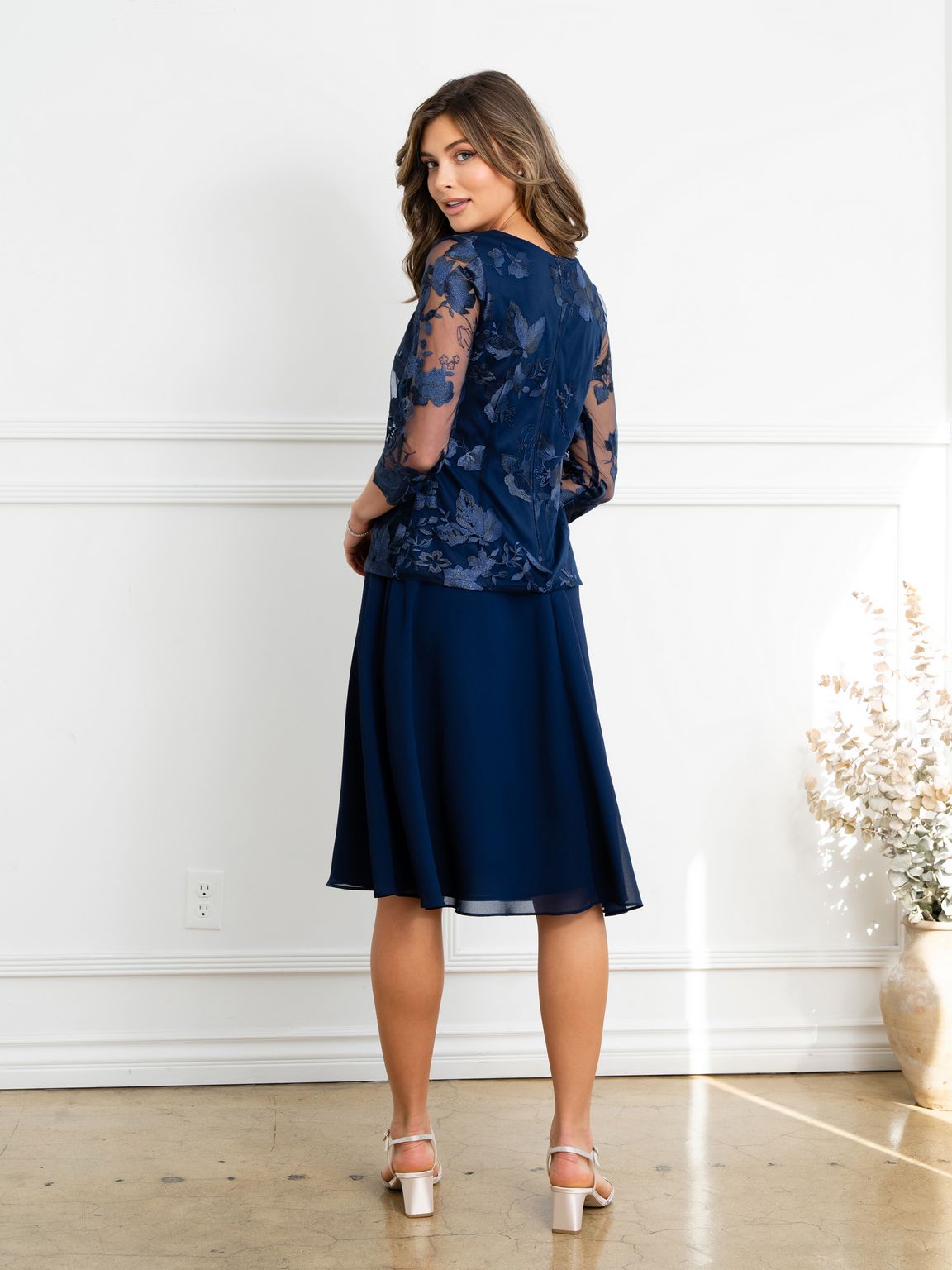 Mother of the Bride Dresses Short Mother of the Bride Lace Jacket Dress Navy