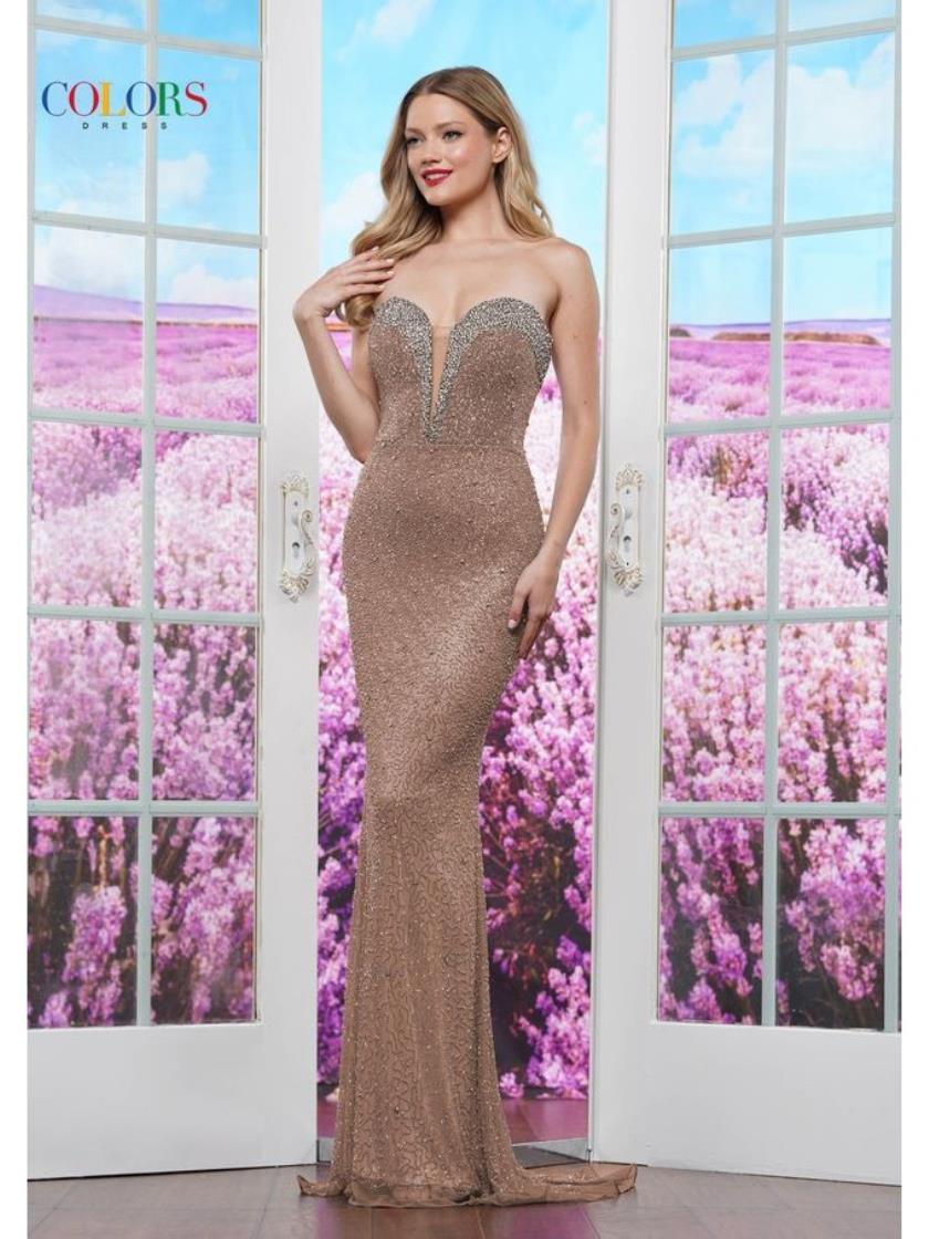 Prom Dresses Fitted Flare Long Formal Prom Dress Rose Gold