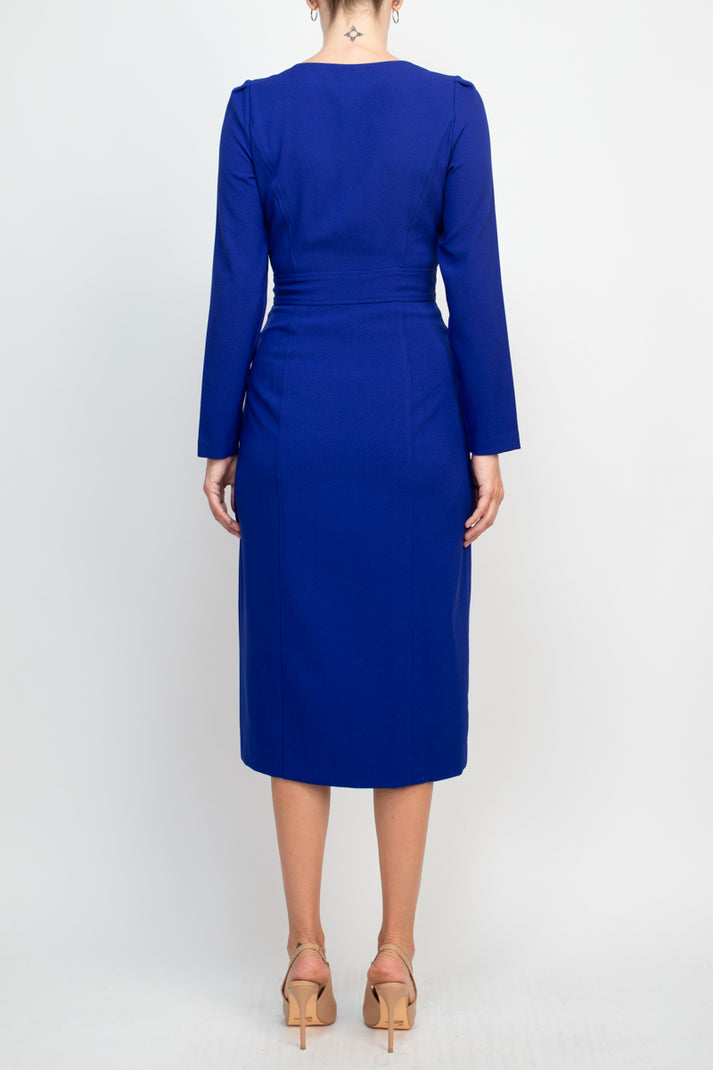 Mother of the Bride Dresses Long Sleeve Button Cocktail Midi Dress Kashmire Blue