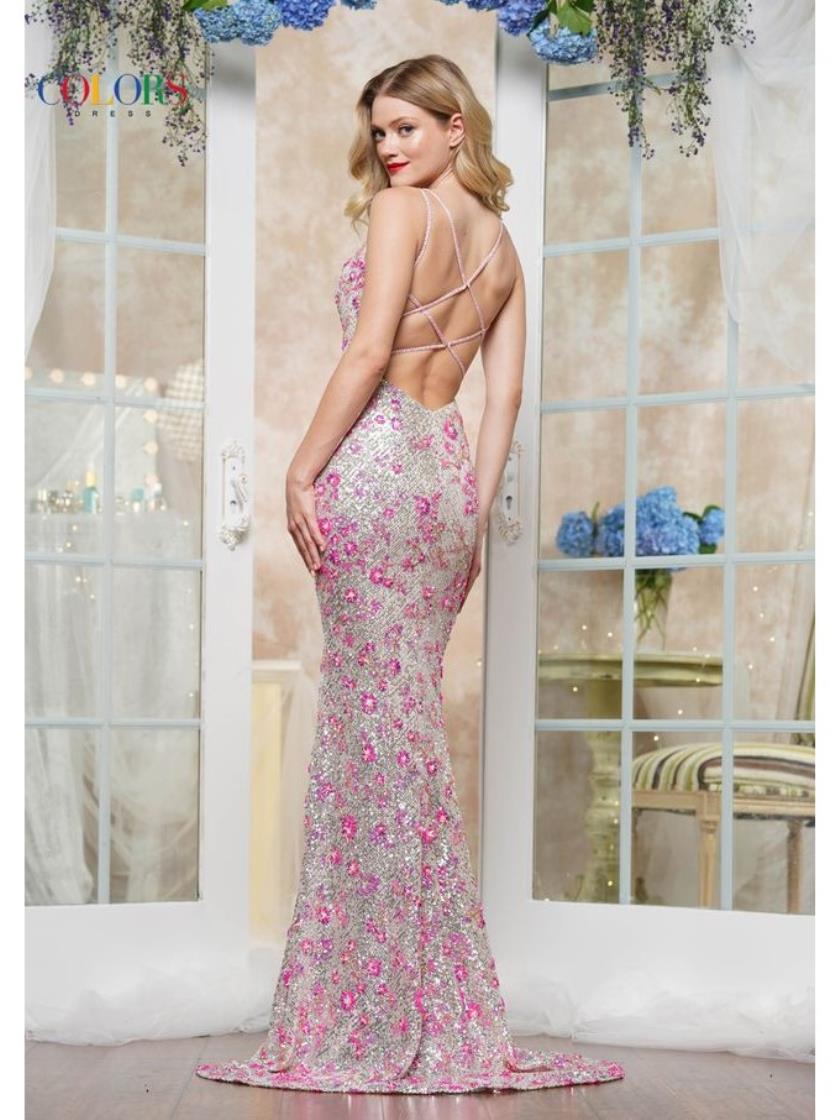 Prom Dresses Formal Long Floral Sequin Prom Dress Pink