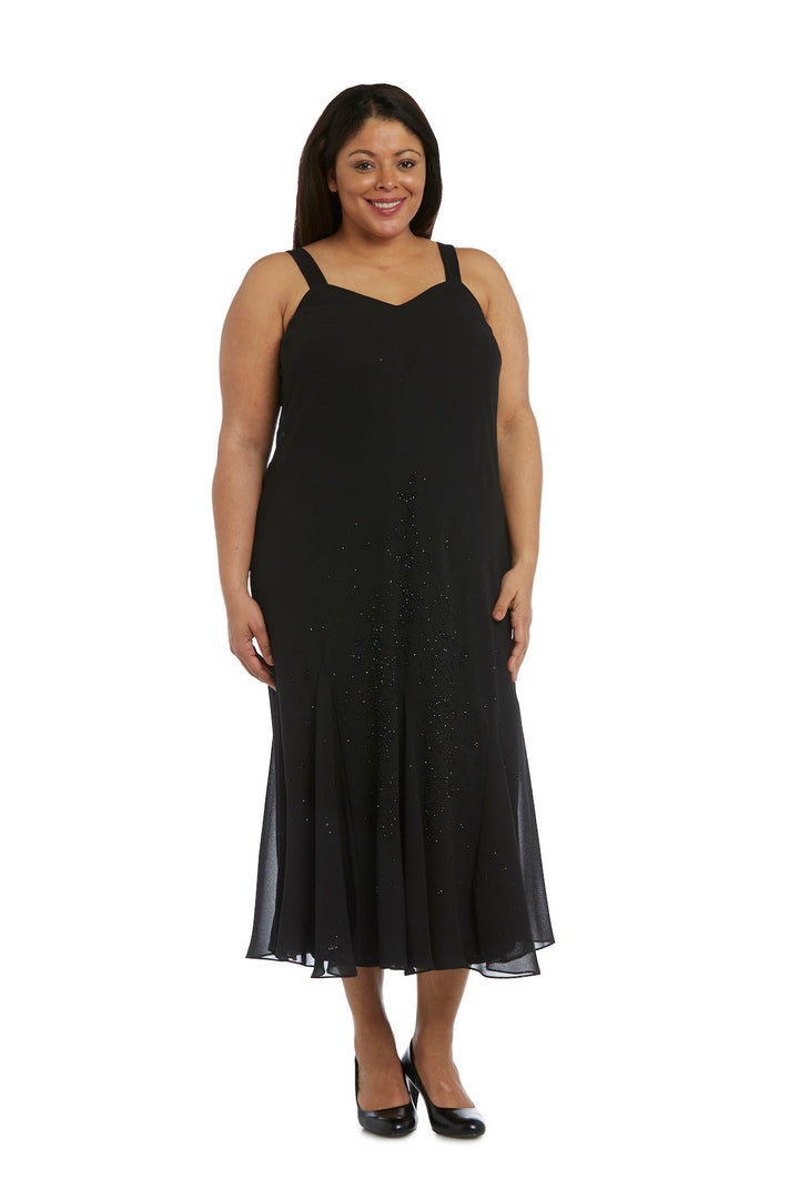 Plus Size Dresses Extra Plus Size Beaded Jacket Midi Dresses Black