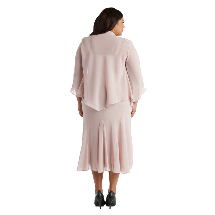 Plus Size Dresses Extra Plus Size Beaded Jacket Midi Dresses Mauve
