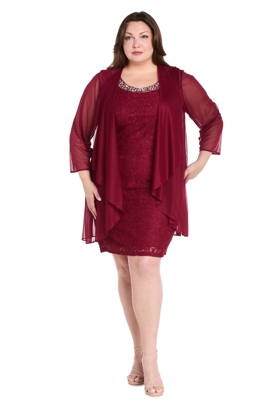 Plus Size Dresses Plus Size Short Mother of the Bride Lace Dress Red
